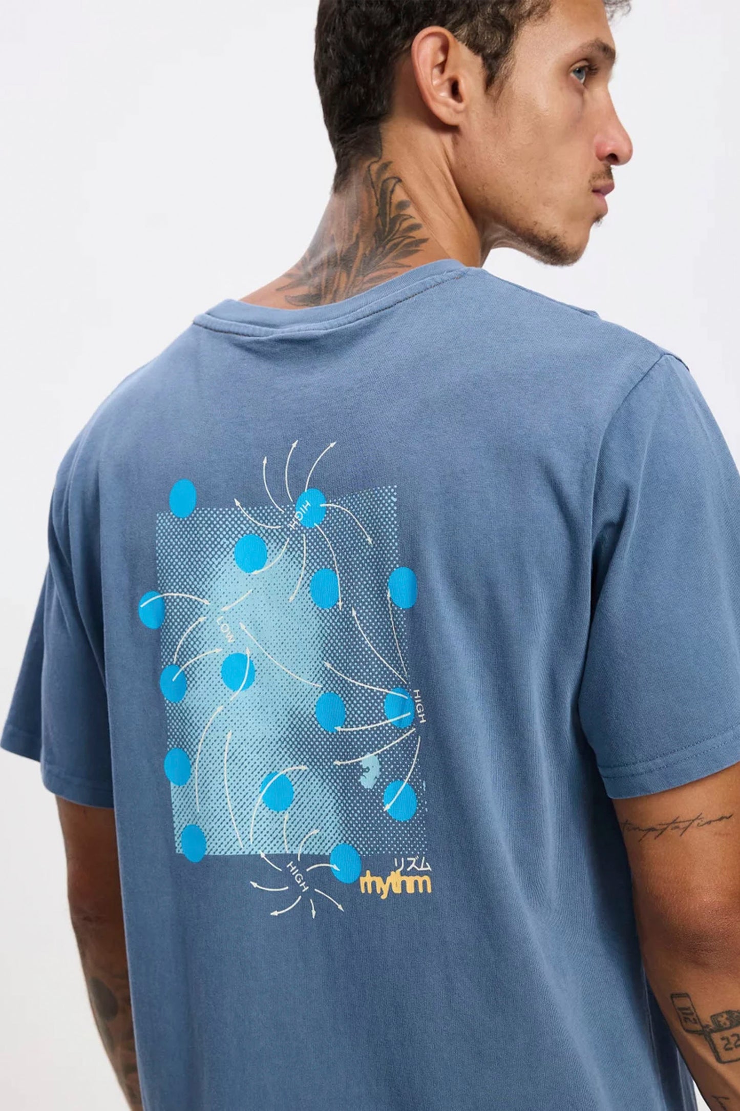 RHYTHM High Vintage T-Shirt back view showing large graphic print