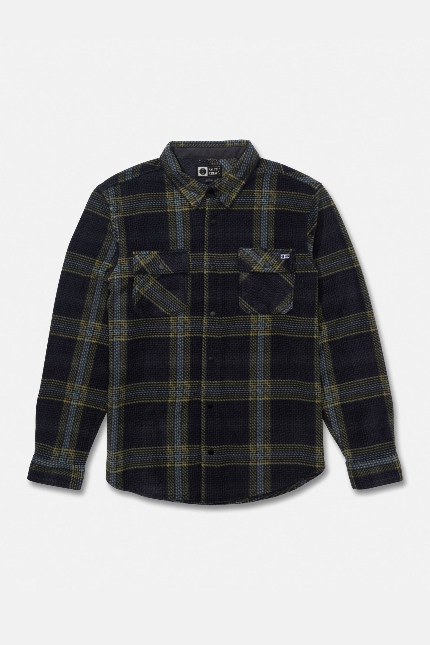 Pukas Surf Shop Salty Crew men’s flannel fleece shirt in Phantom