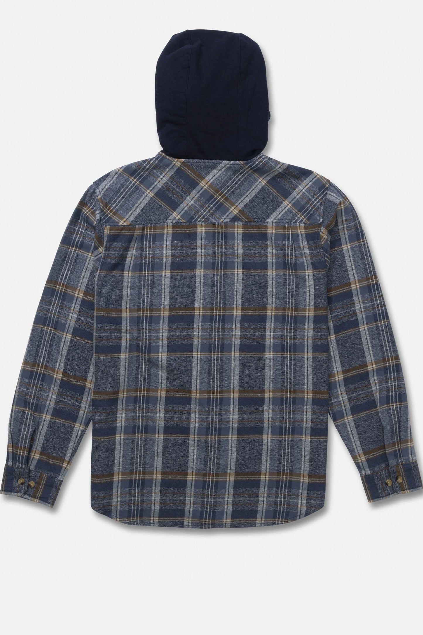 Pukas Surf Shop Salty Crew men’s hooded flannel shirt in midnight navy