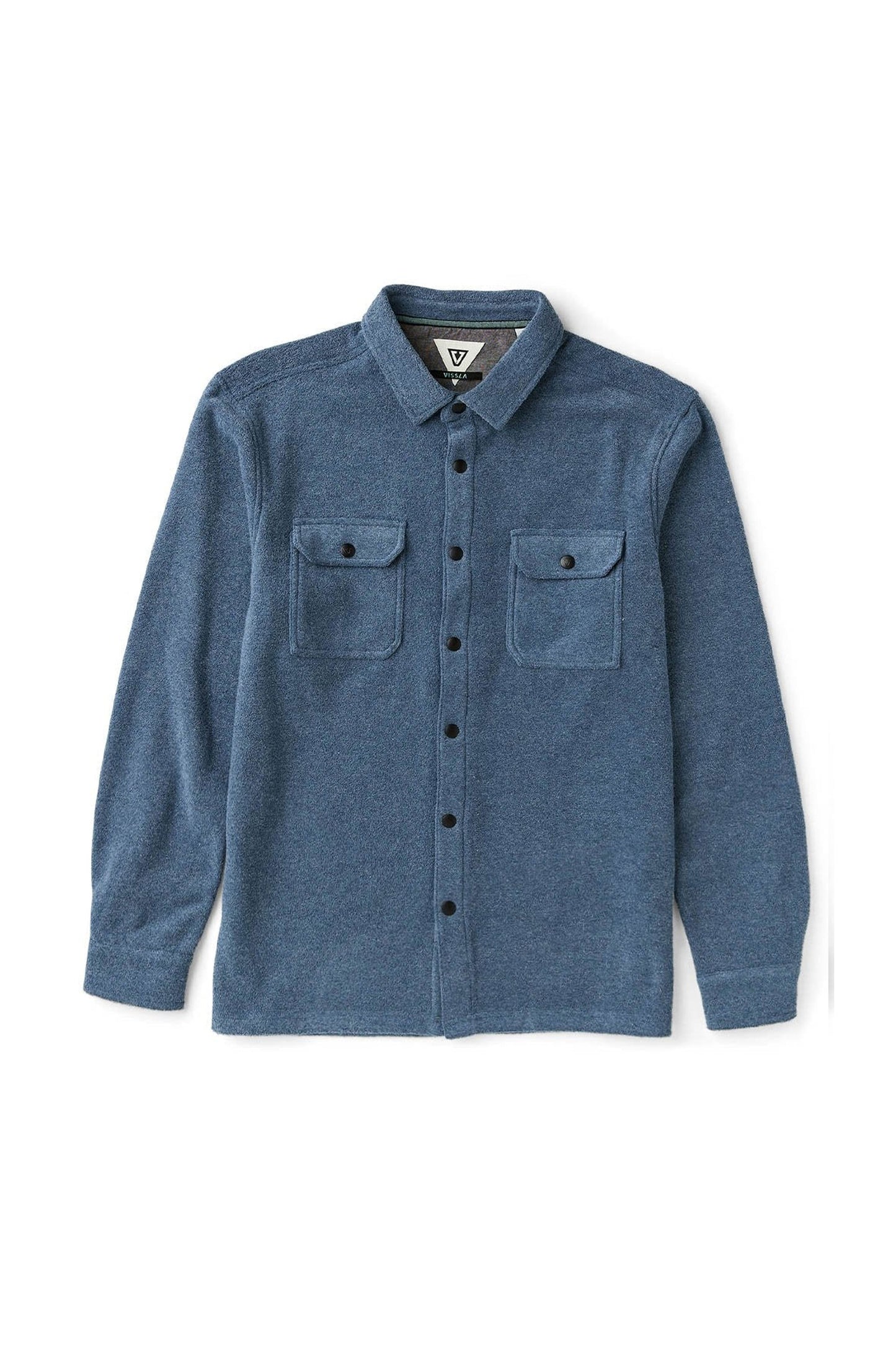 Vissla Pukas Surf Shop Looper Terry Eco LS Shirt Dark Denim relaxed textured shirt
