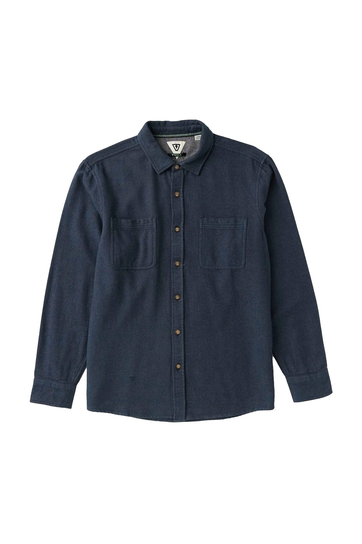 Vissla Pukas Surf Shop Shaper Eco LS Flannel Midnight relaxed men’s shirt chest pockets