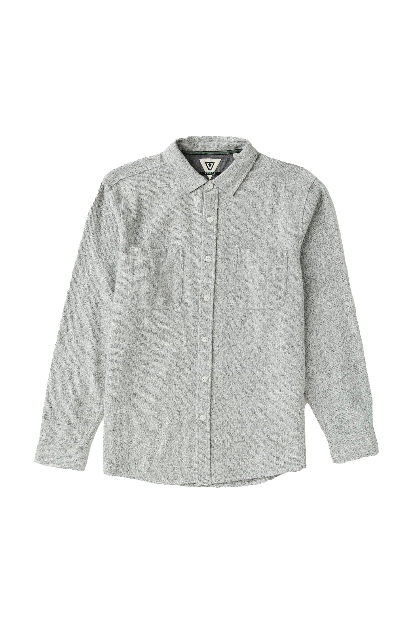Vissla Pukas Surf Shop Shaper Eco LS Flannel Phantom relaxed fit chest pockets