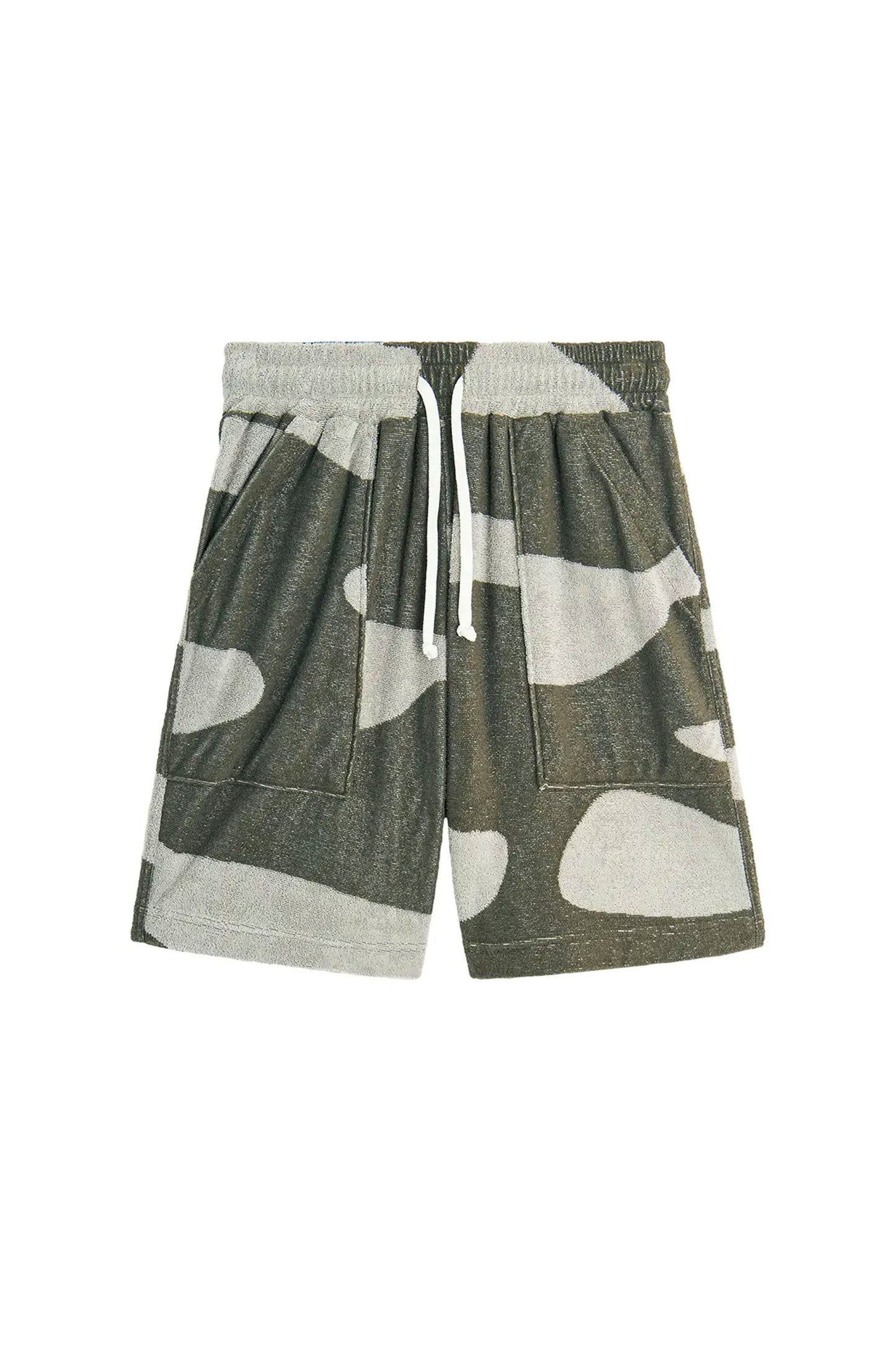 Bask In The Sun Borja Short in Olive – organic cotton terry men's short, front view | Pukas Surf Shop
