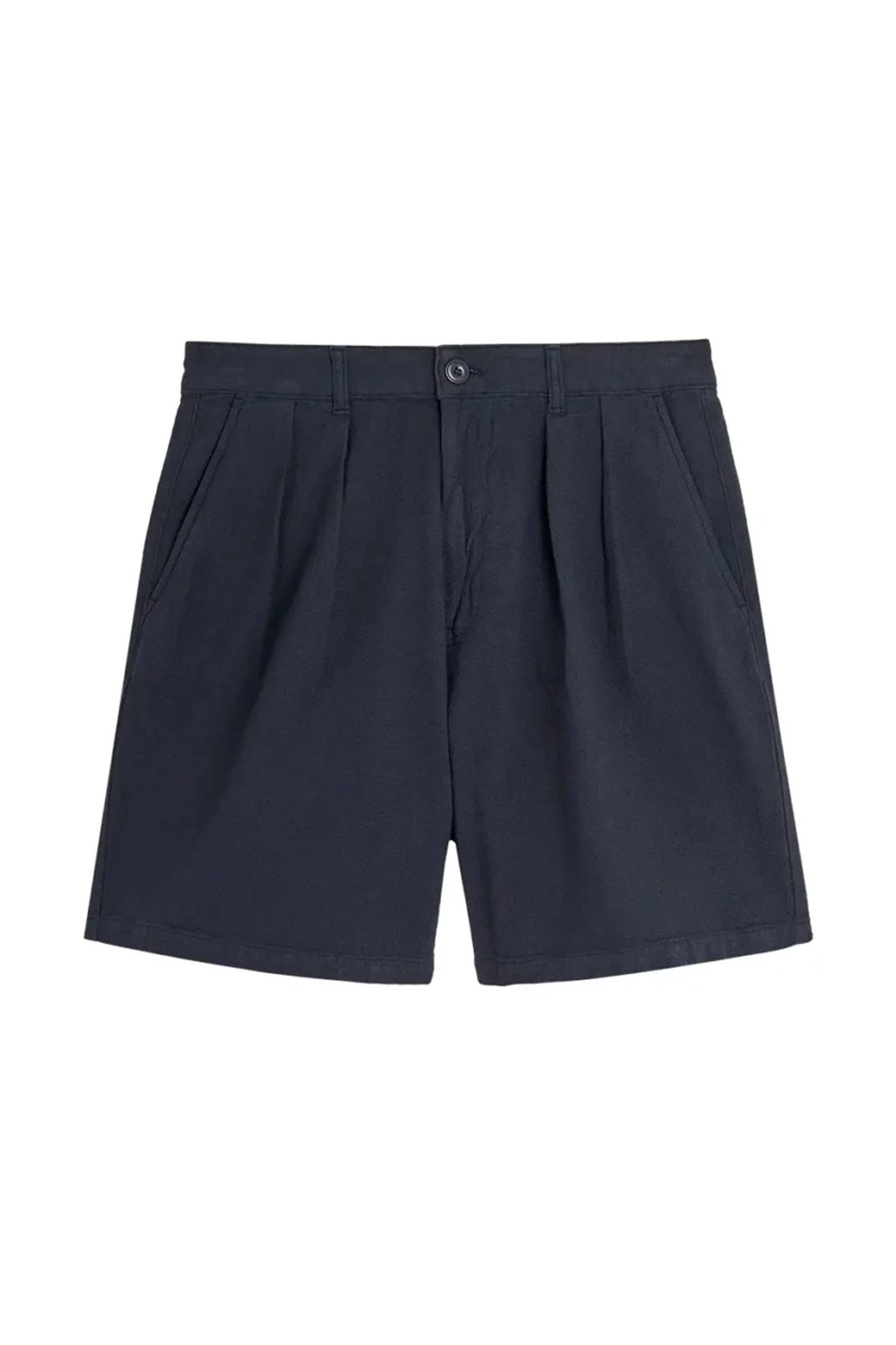 Bask In The Sun Zuriko Short Midnight — front view, relaxed fit organic cotton piqué shorts