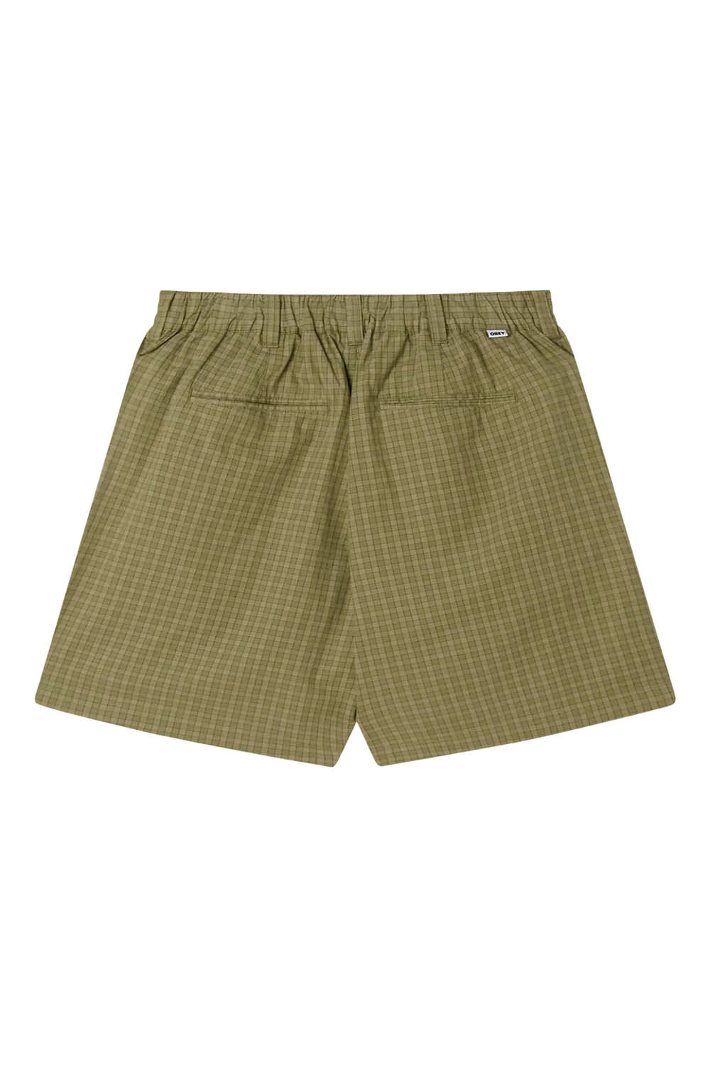 Green checkered shorts on a white background
