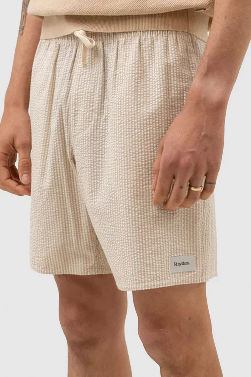 Pukas Surf Shop Man Short Rhythm Seersucker Stripe Jam Cream