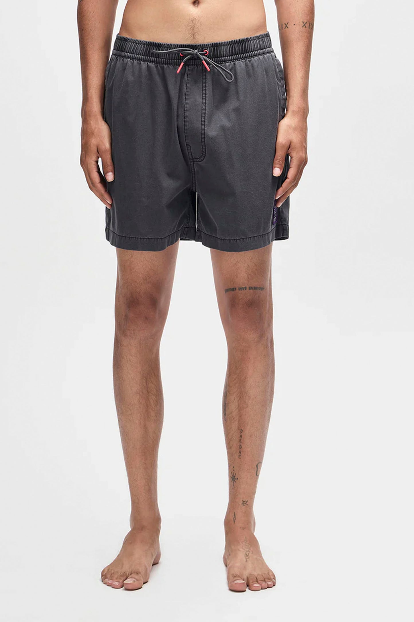Deus anthracite garment dyed mesh shorts for men - surf lifestyle apparel at Pukas Surf Shop
