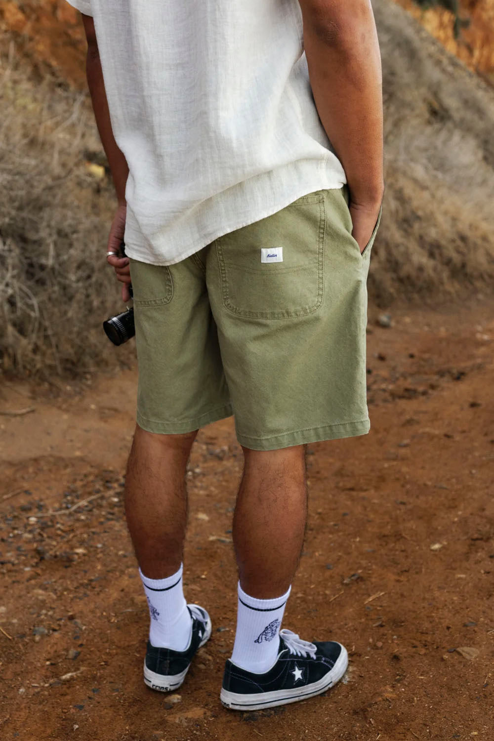 Katin Deck Short in Moss – men's relaxed fit shorts, front view