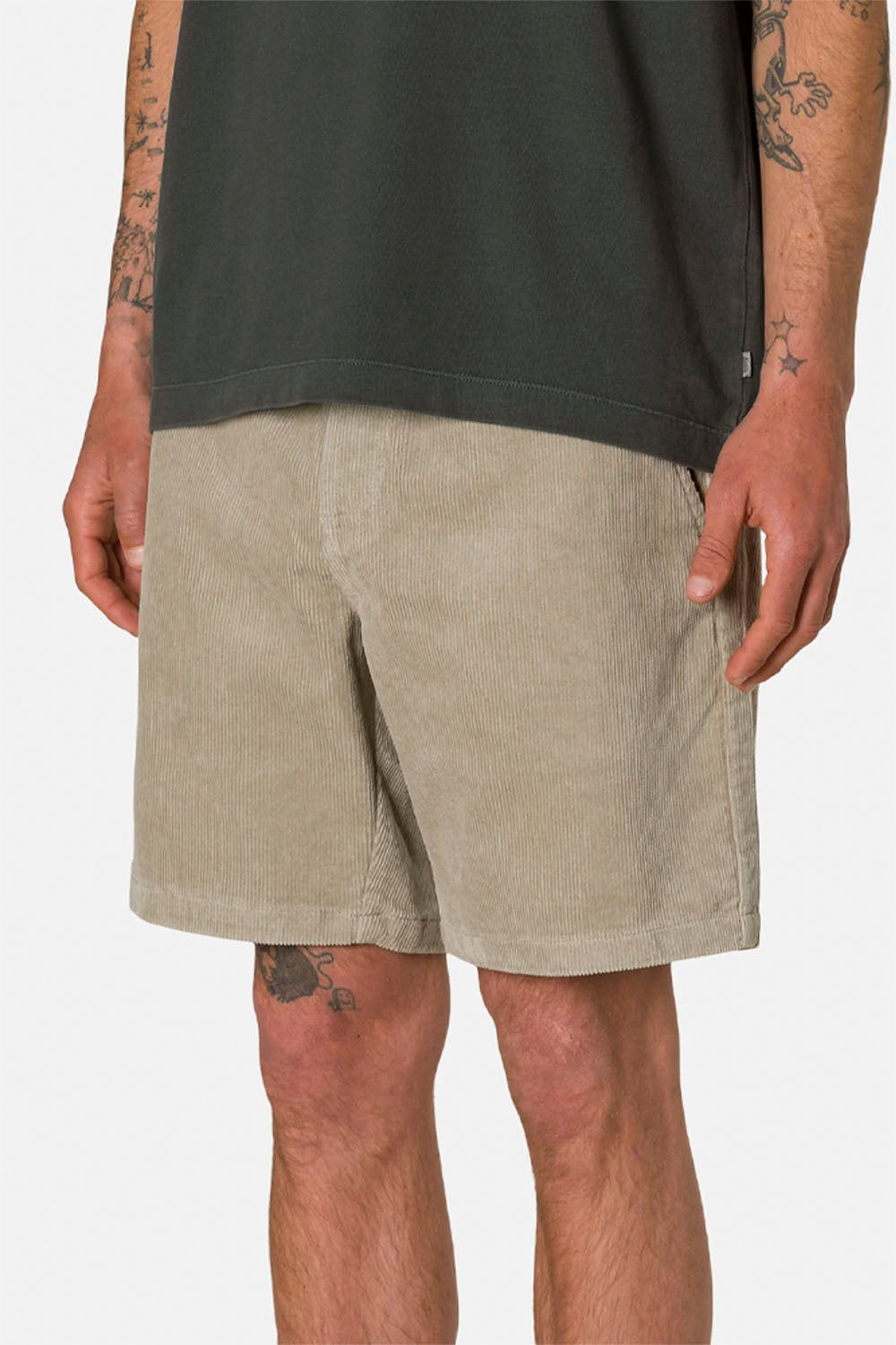 Katin Kord Patio Short in Vintage Khaki – front view, men's corduroy shorts at Pukas Surf Shop