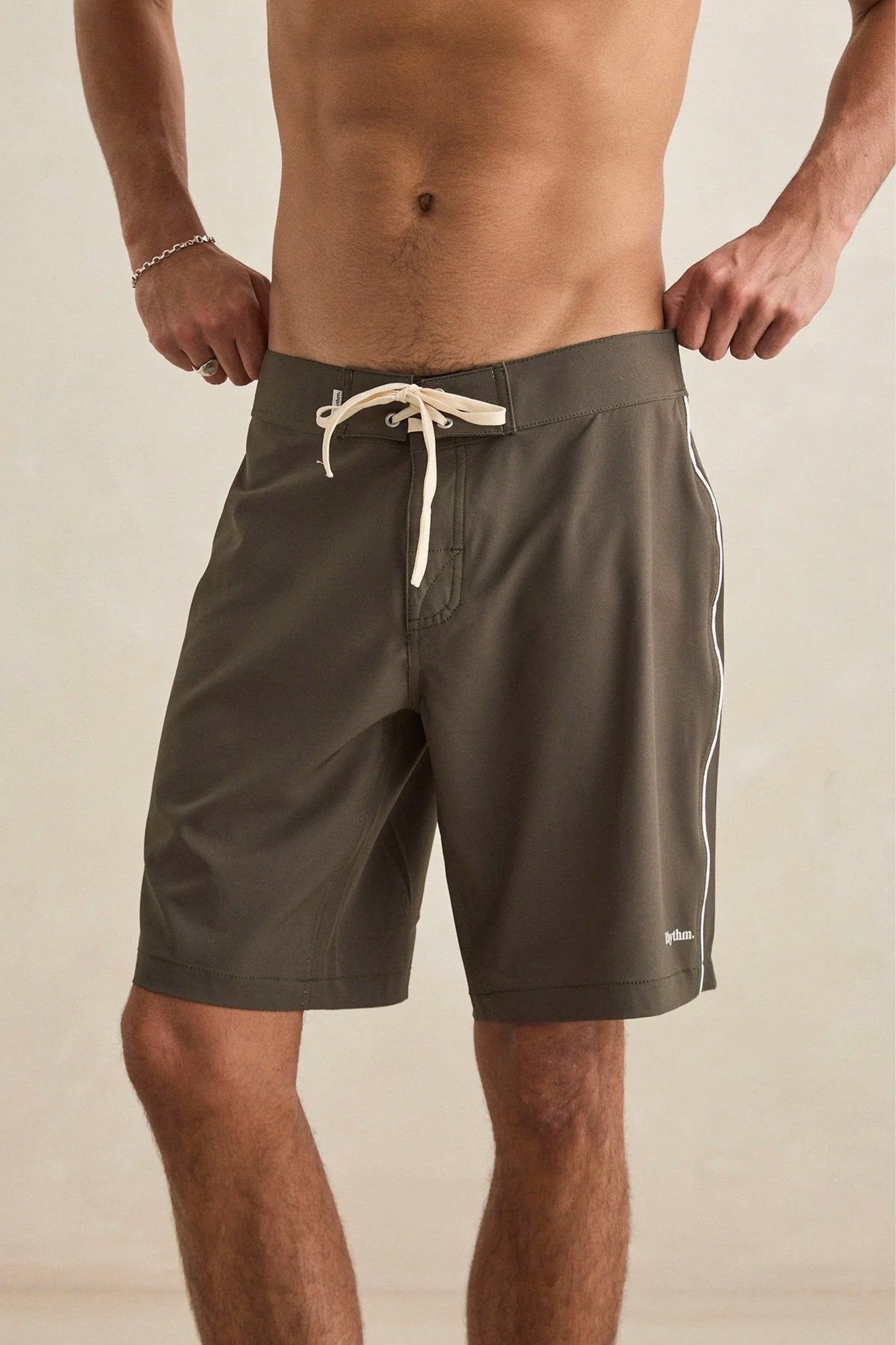 RHYTHM Essential Trunk olive swim trunks for men
