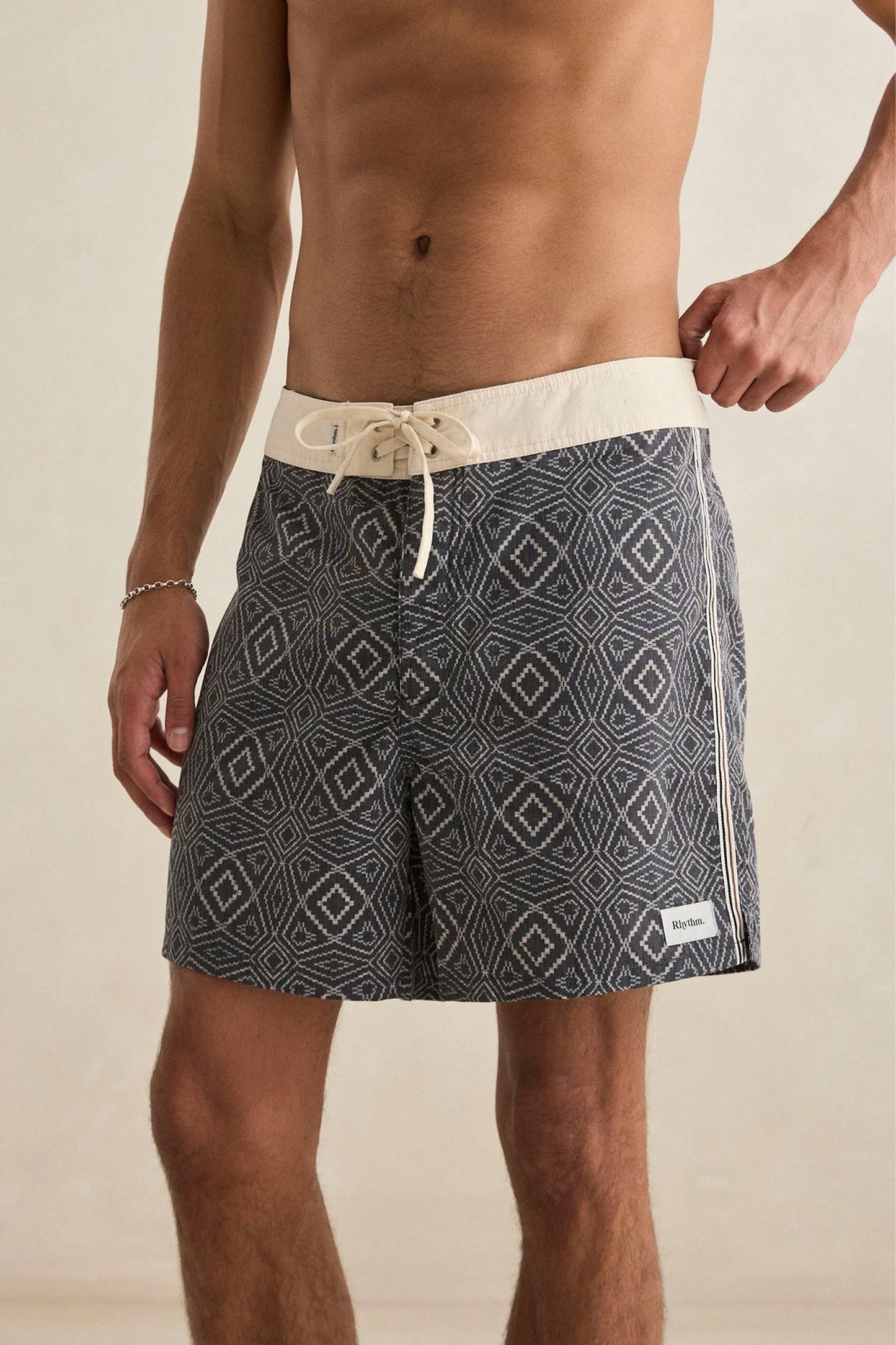 RHYTHM Mosaic Heritage Trunk black mosaic swim trunks for men
