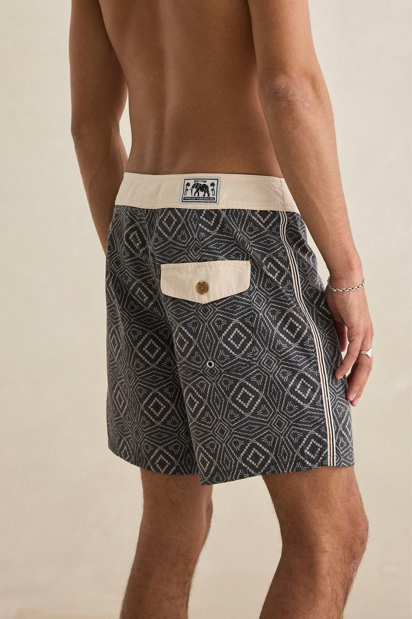 RHYTHM Mosaic Heritage Trunk black mosaic swim trunks for men
