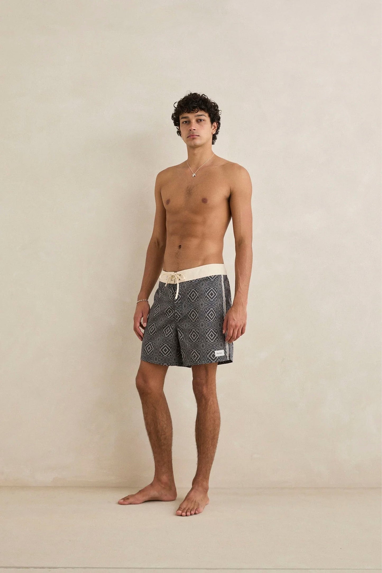 RHYTHM Mosaic Heritage Trunk black mosaic swim trunks for men
