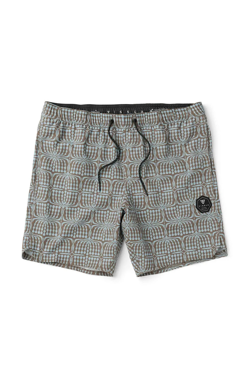 Patterned shorts with drawstrings on a white background