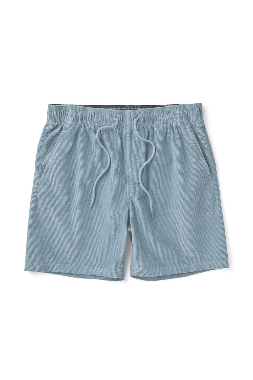 Blue shorts with drawstring on a white background