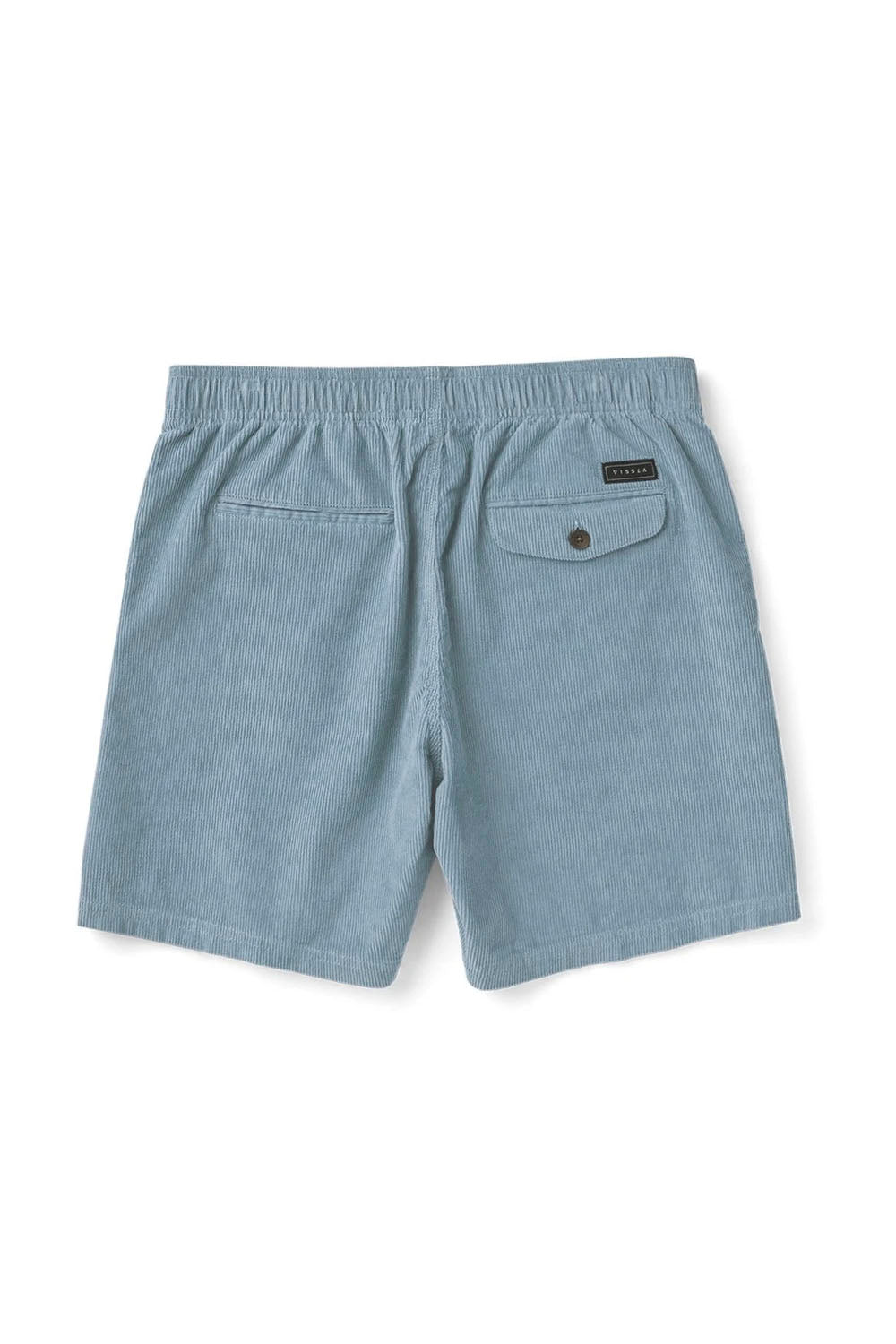 Blue shorts with a small patch on a white background