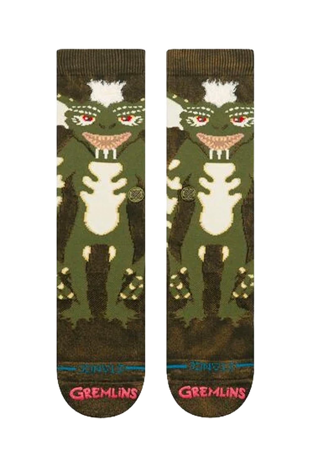 STANCE Stripe Gremlins Crew - front view of green striped Gremlins crew socks for men at Pukas Surf Shop