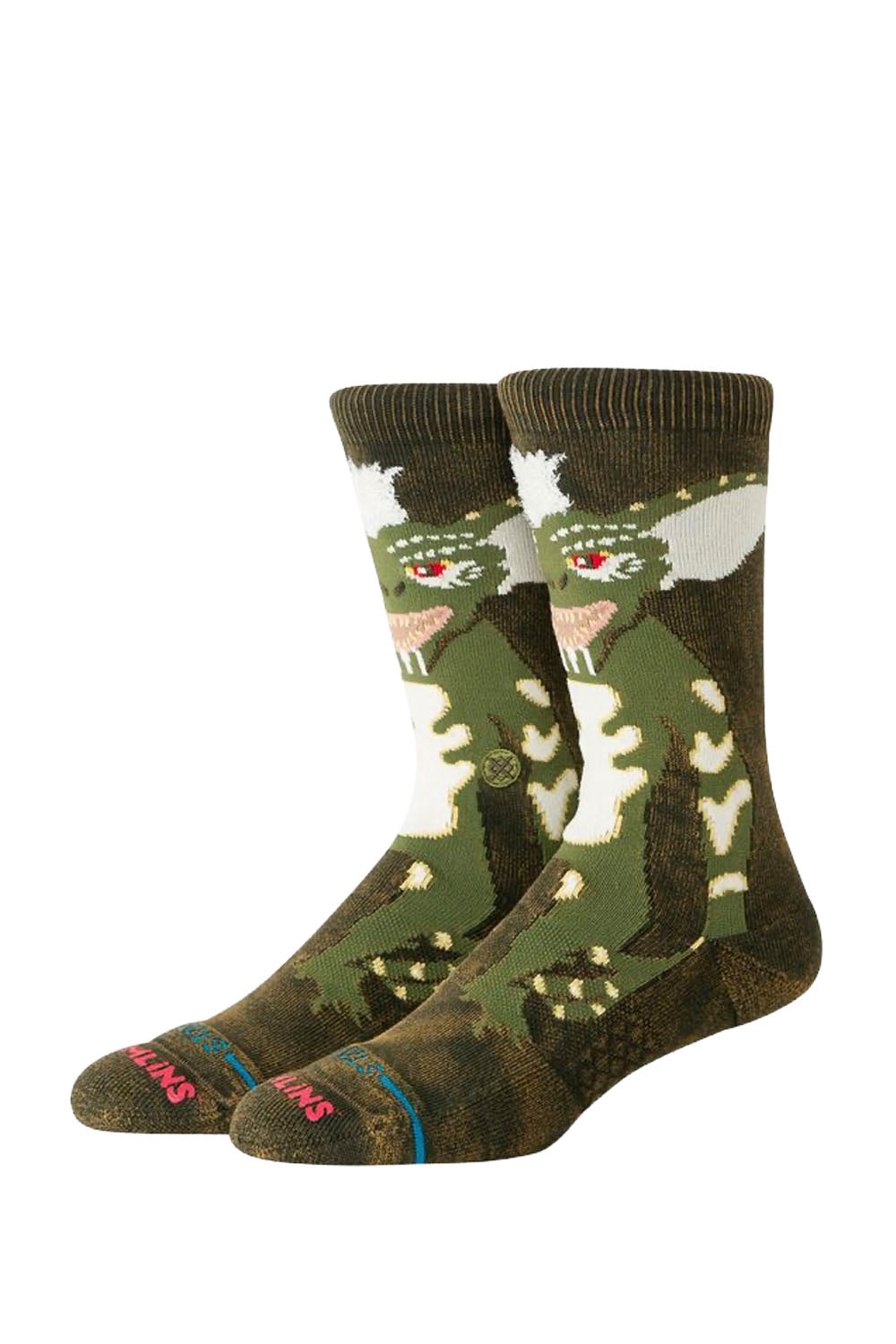 STANCE Stripe Gremlins Crew - men's green striped crew socks with Gremlins design, combed cotton blend, at Pukas Surf Shop