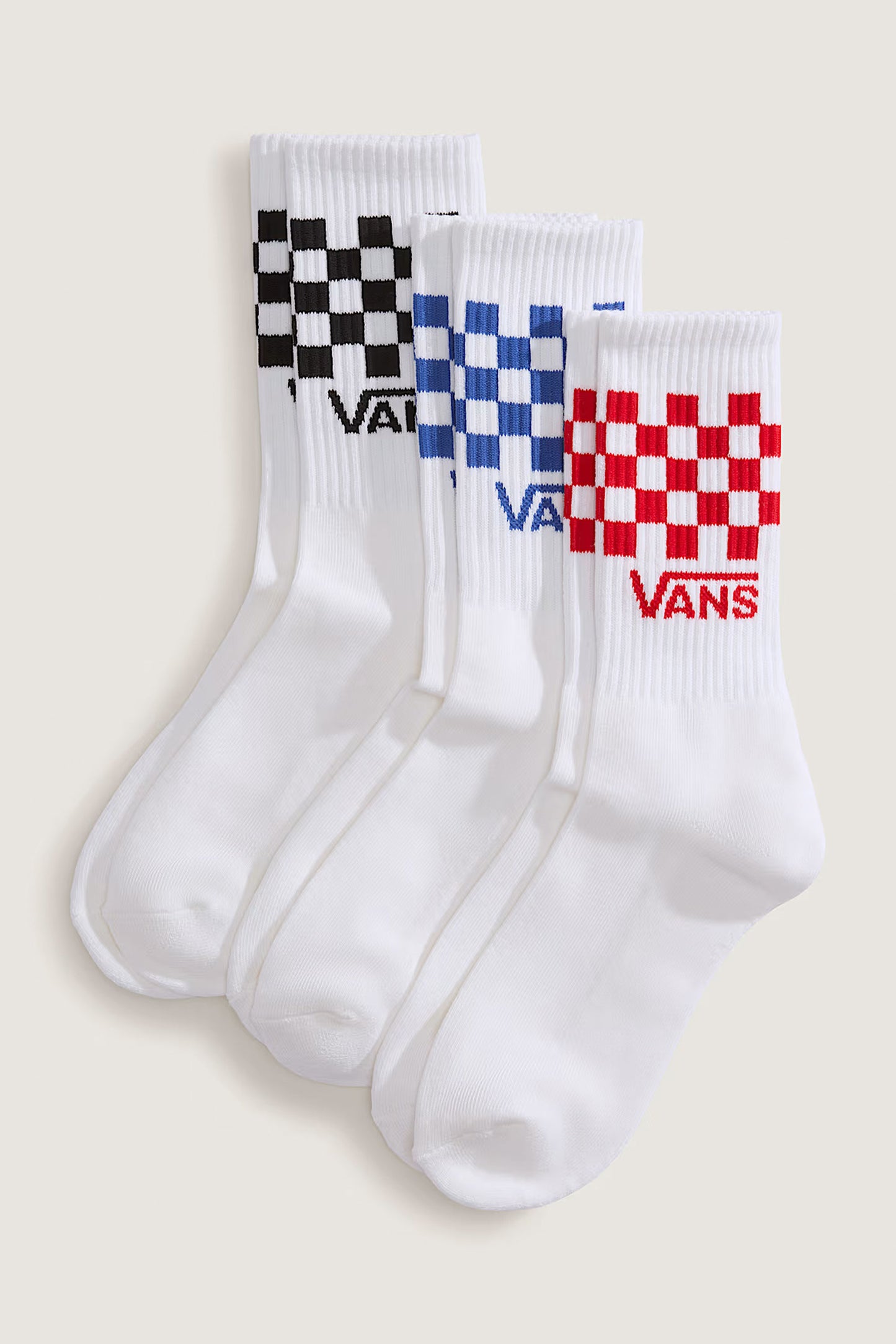 Pukas Surf Shop Vans Classic Check Crew Socks 3-Pack in White