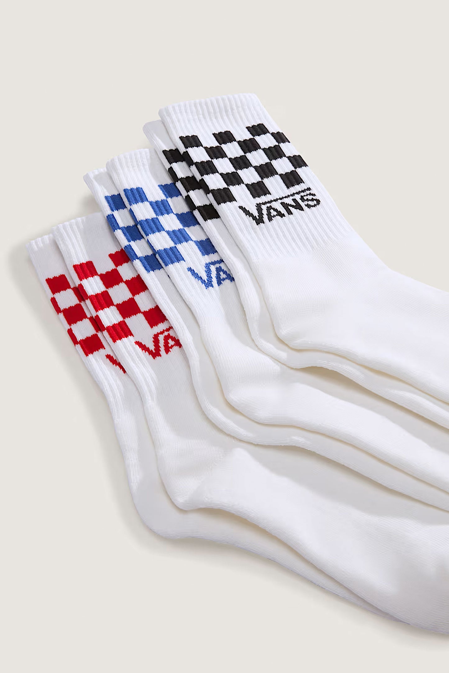 Pukas Surf Shop Vans Classic Check Crew Socks 3-Pack in White