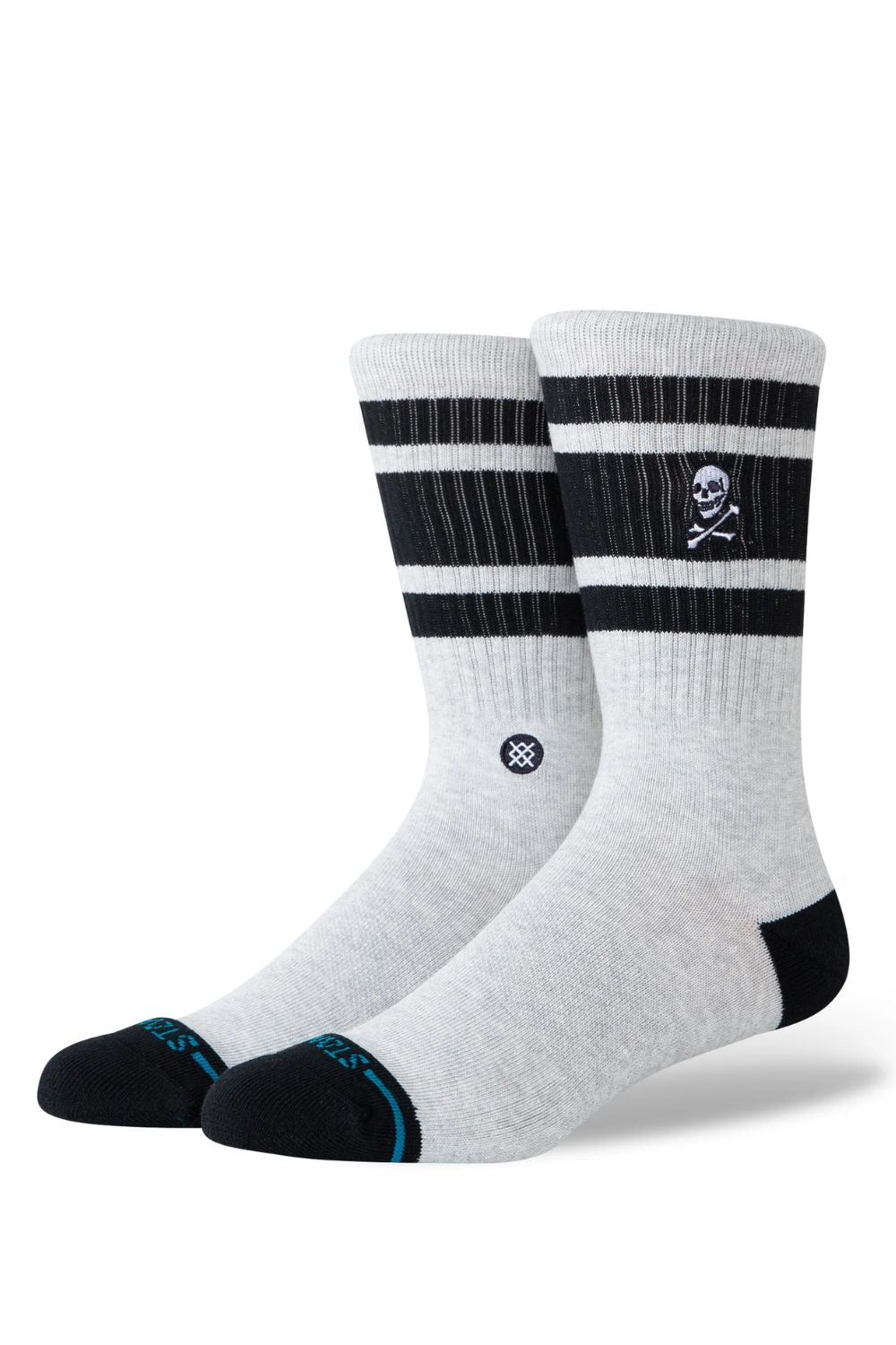 STANCE Boyd Skull Crew socks in Heather Grey — surf lifestyle accessories at Pukas Surf Shop