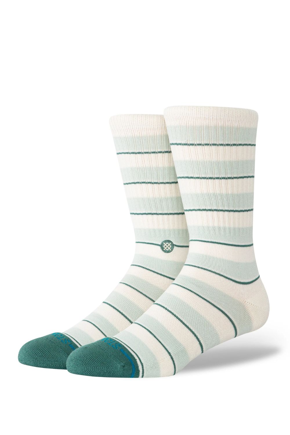 STANCE Striped It Crew teal striped men's crew socks – bold summer surf lifestyle sock