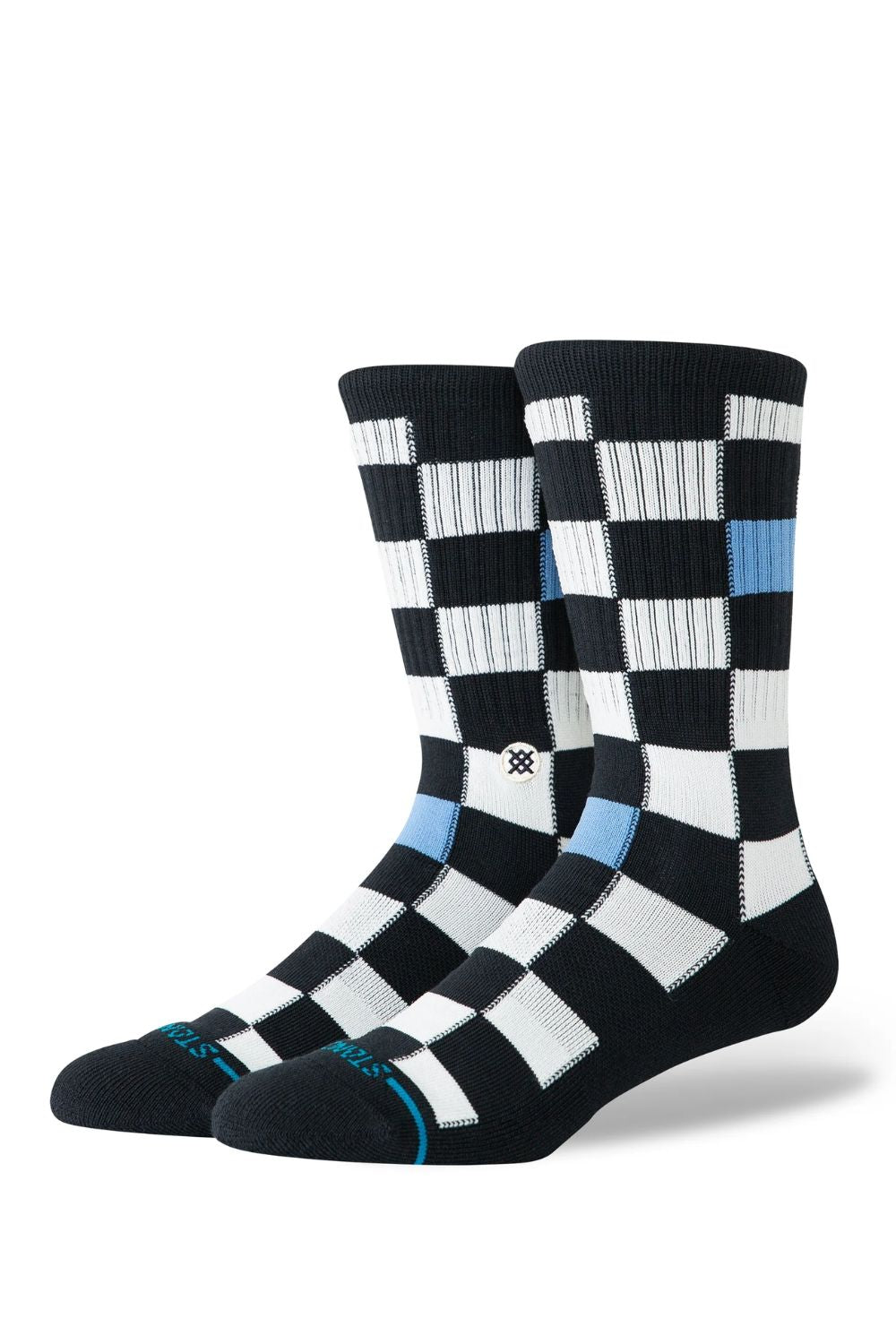 STANCE Chef Check Crew socks in Black — surf lifestyle accessories at Pukas Surf Shop