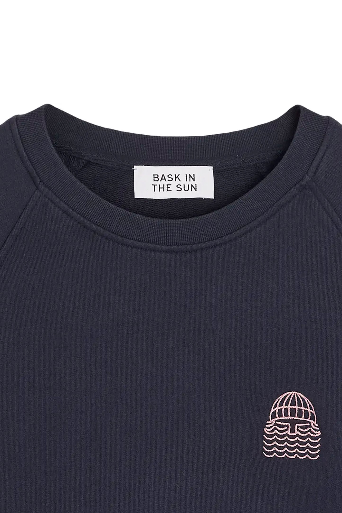 Bask In The Sun Mini To The Sea Sweat in Midnight – organic cotton fleece sweatshirt, detail view | Pukas Surf Shop
