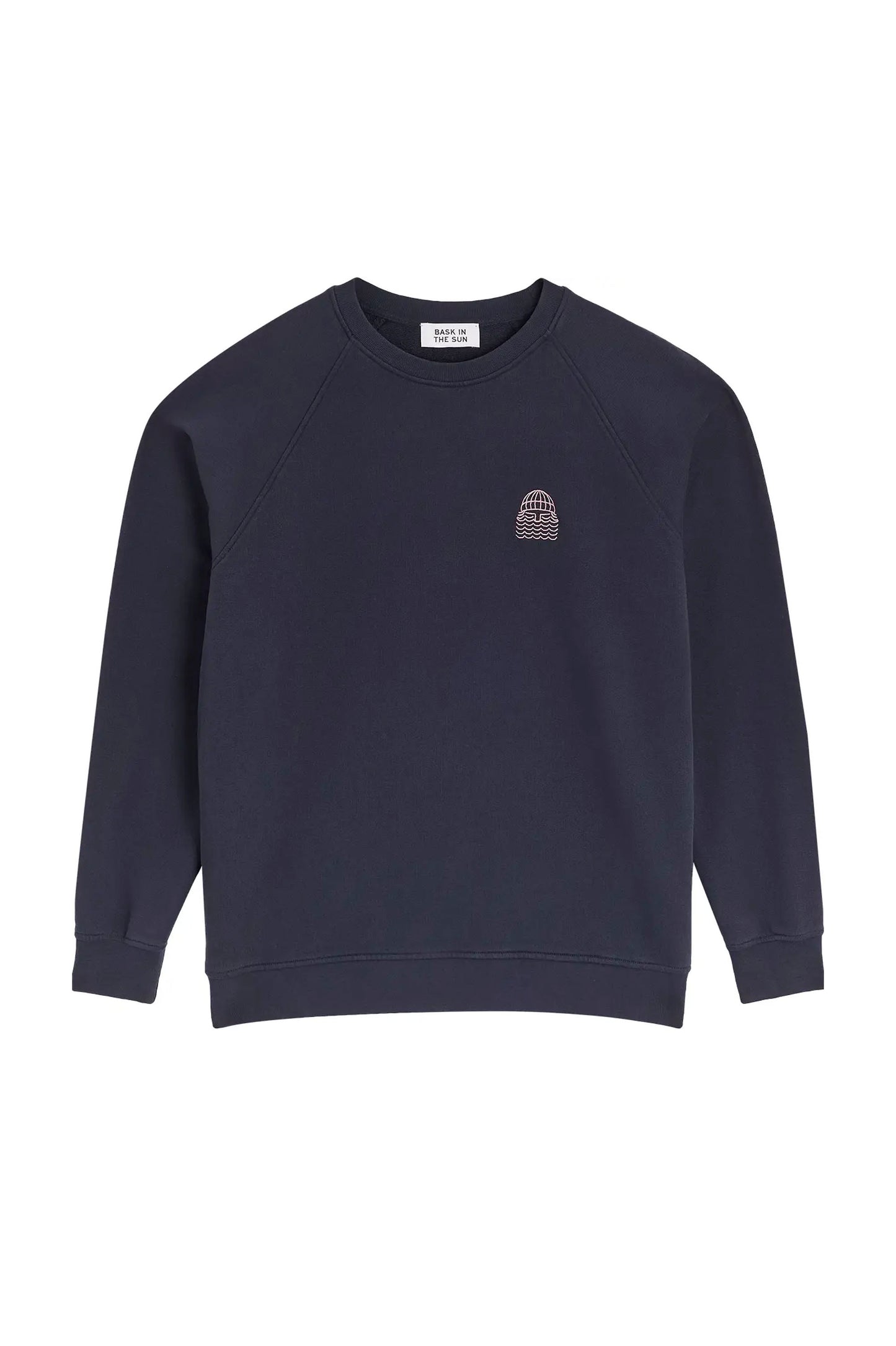 Bask In The Sun Mini To The Sea Sweat in Midnight – organic cotton fleece sweatshirt, front view | Pukas Surf Shop