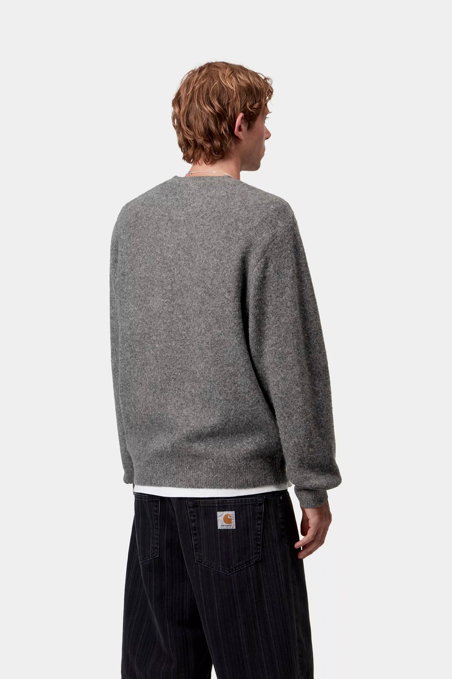 Pukas Surf Shop Carhartt WIP graphite knit sweater relaxed fit minimal embroidered logo