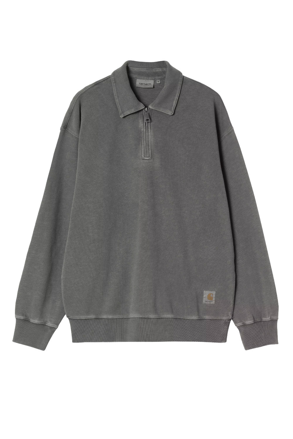 Gray sweatshirt with brand logo on a white background