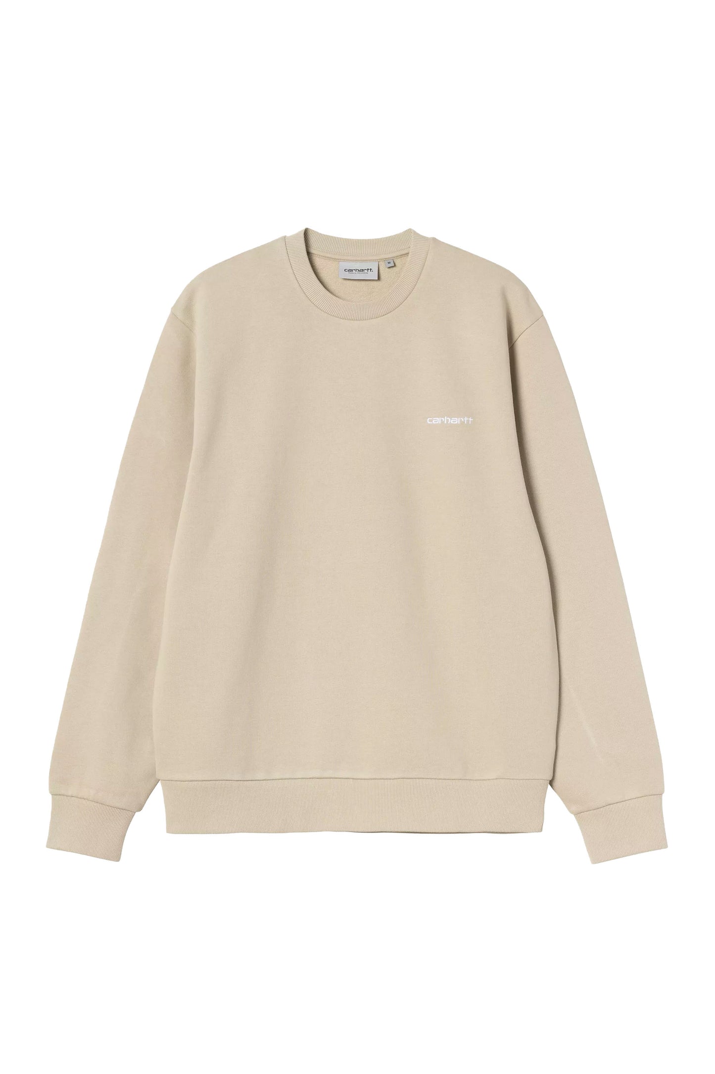 Carhartt WIP Script Embroidery Sweat in barchan - front view with embroidered script logo on chest