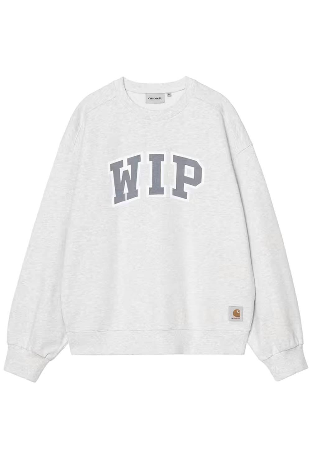 White sweatshirt with 'WIP' text on a white background