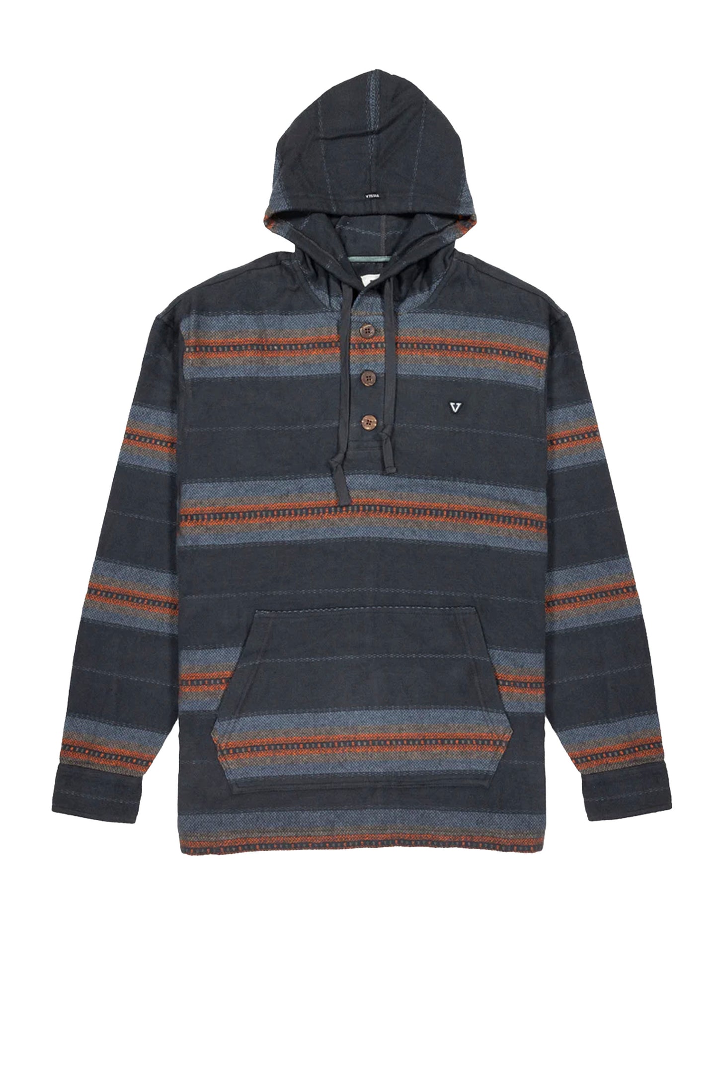 Vissla Pukas Surf Shop Descanso Hooded Popover Phantom relaxed organic cotton hoodie button-placket