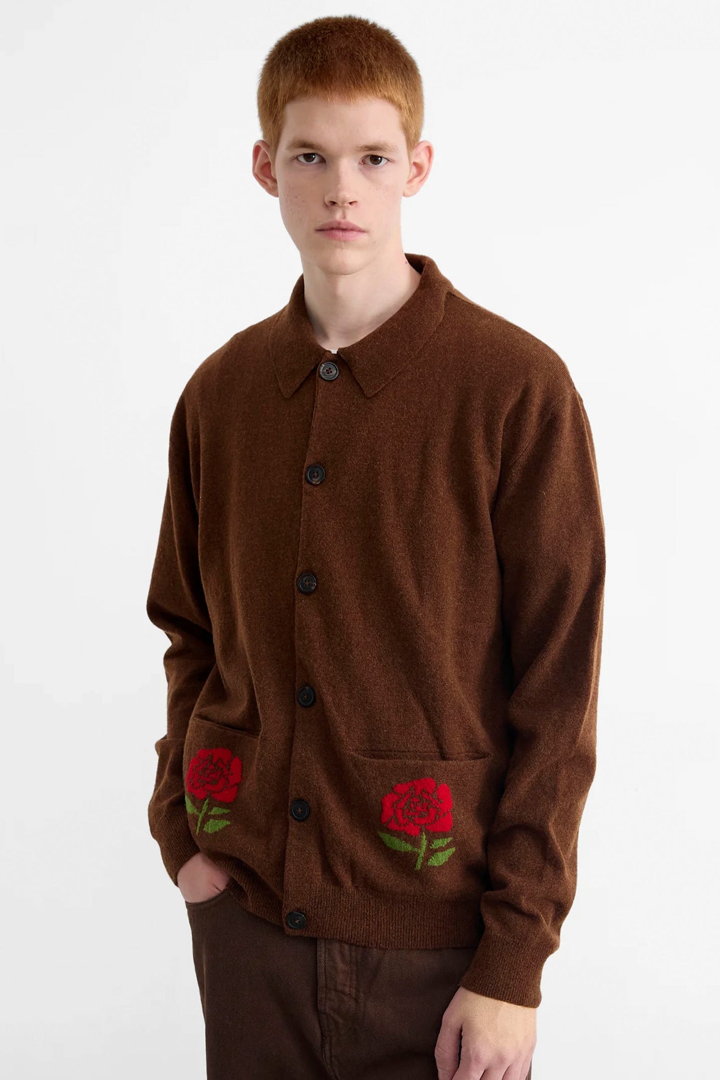 Pukas Surf Shop Edmmond Studios Doppel Cardigan Plain Chocolate wool knit brown layering