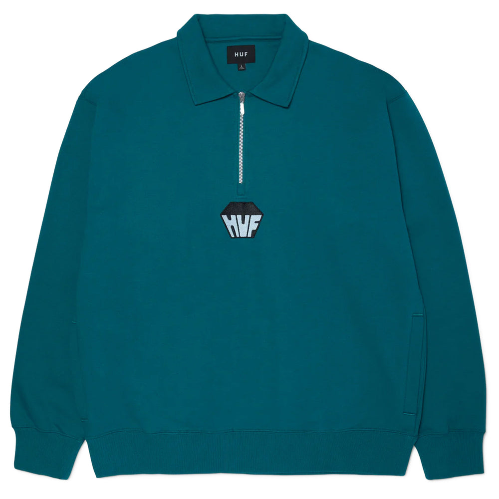 Pukas Surf Shop Man Sweat HUF Big Block Zip French Terry Sea Green