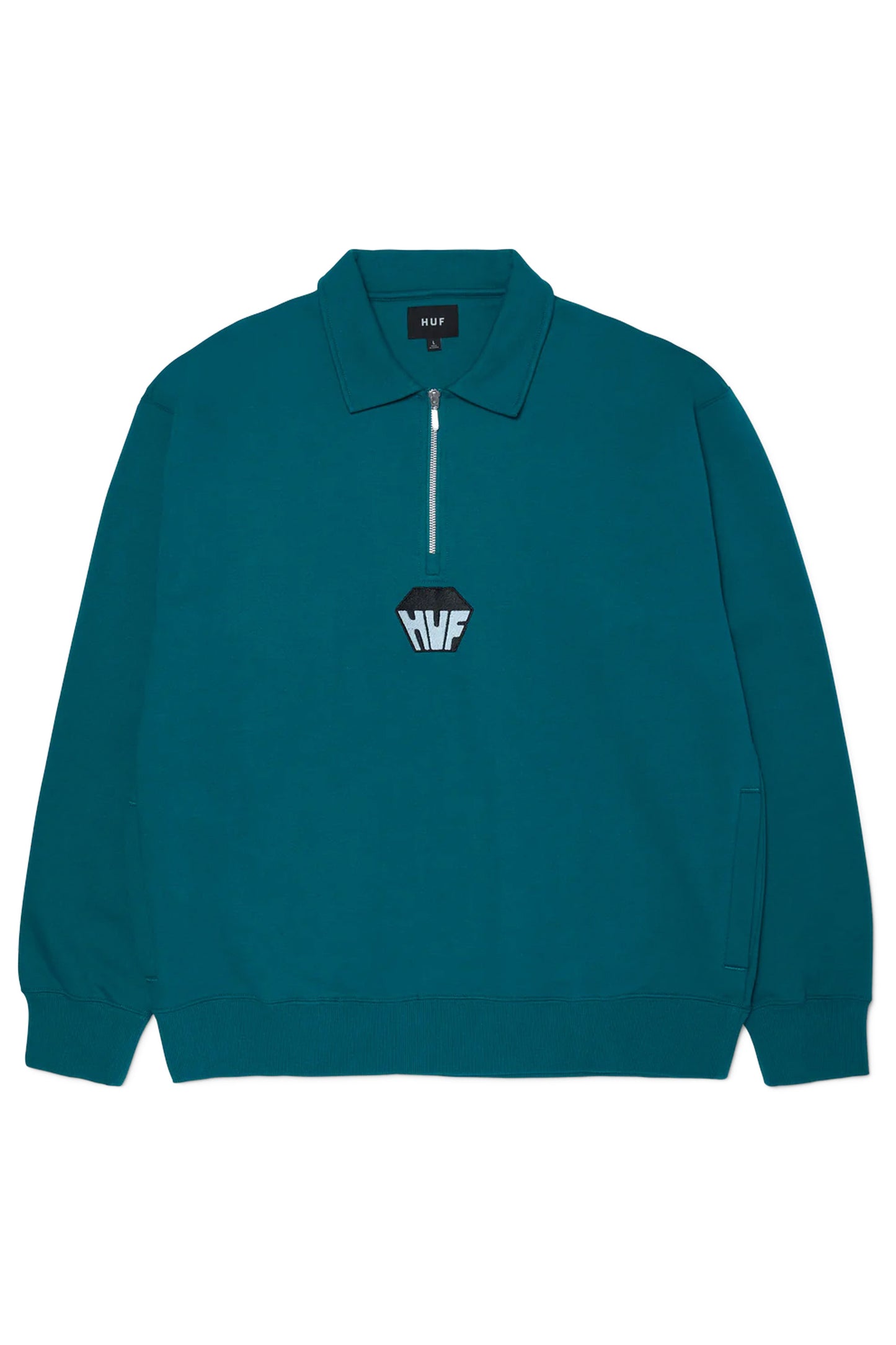 Pukas Surf Shop Man Sweat HUF Big Block Zip French Terry Sea Green