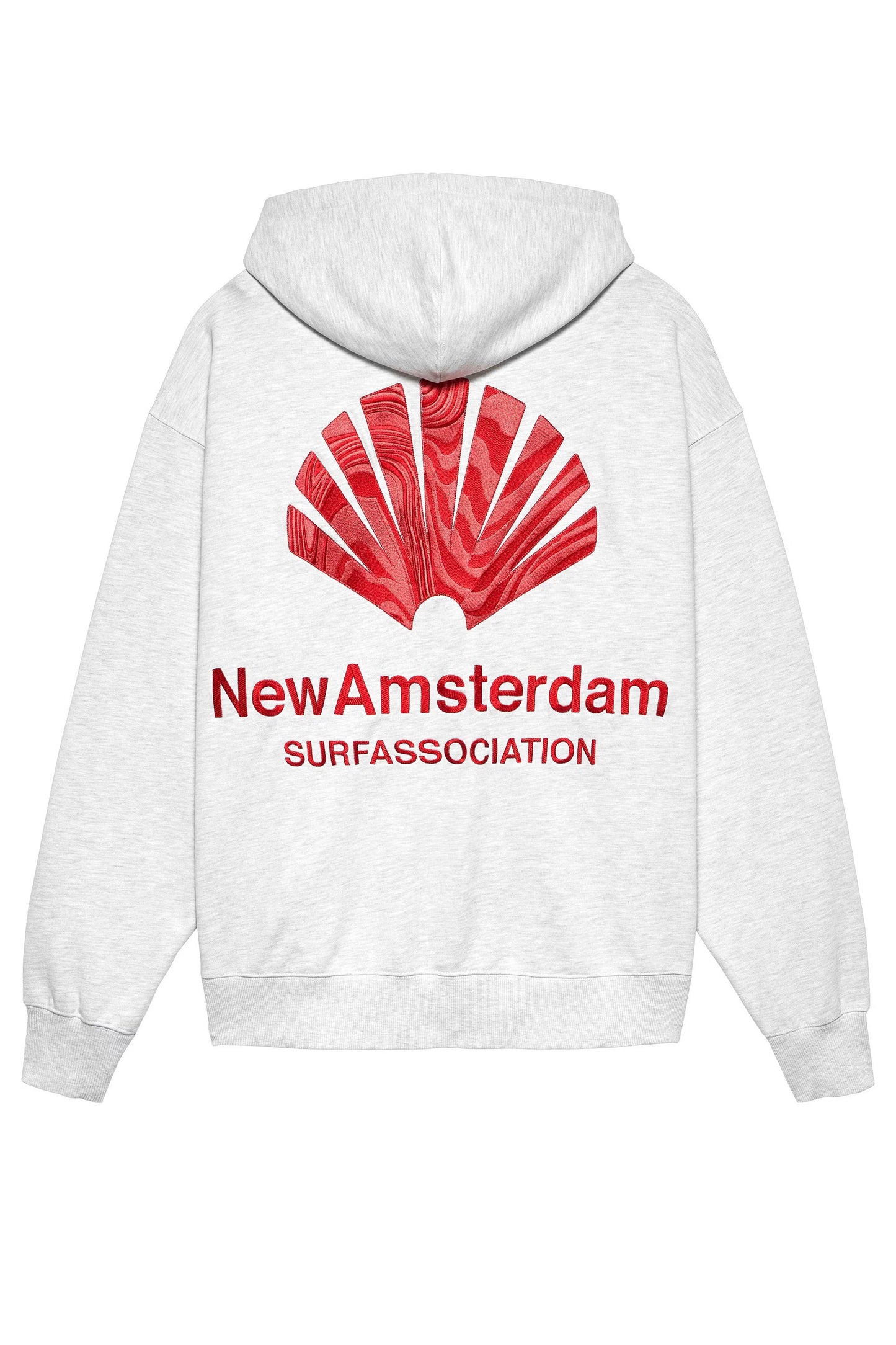 NEW AMSTERDAM SURF ASSOCIATION Logo Hoodie in Ash Poppy Red - Back View