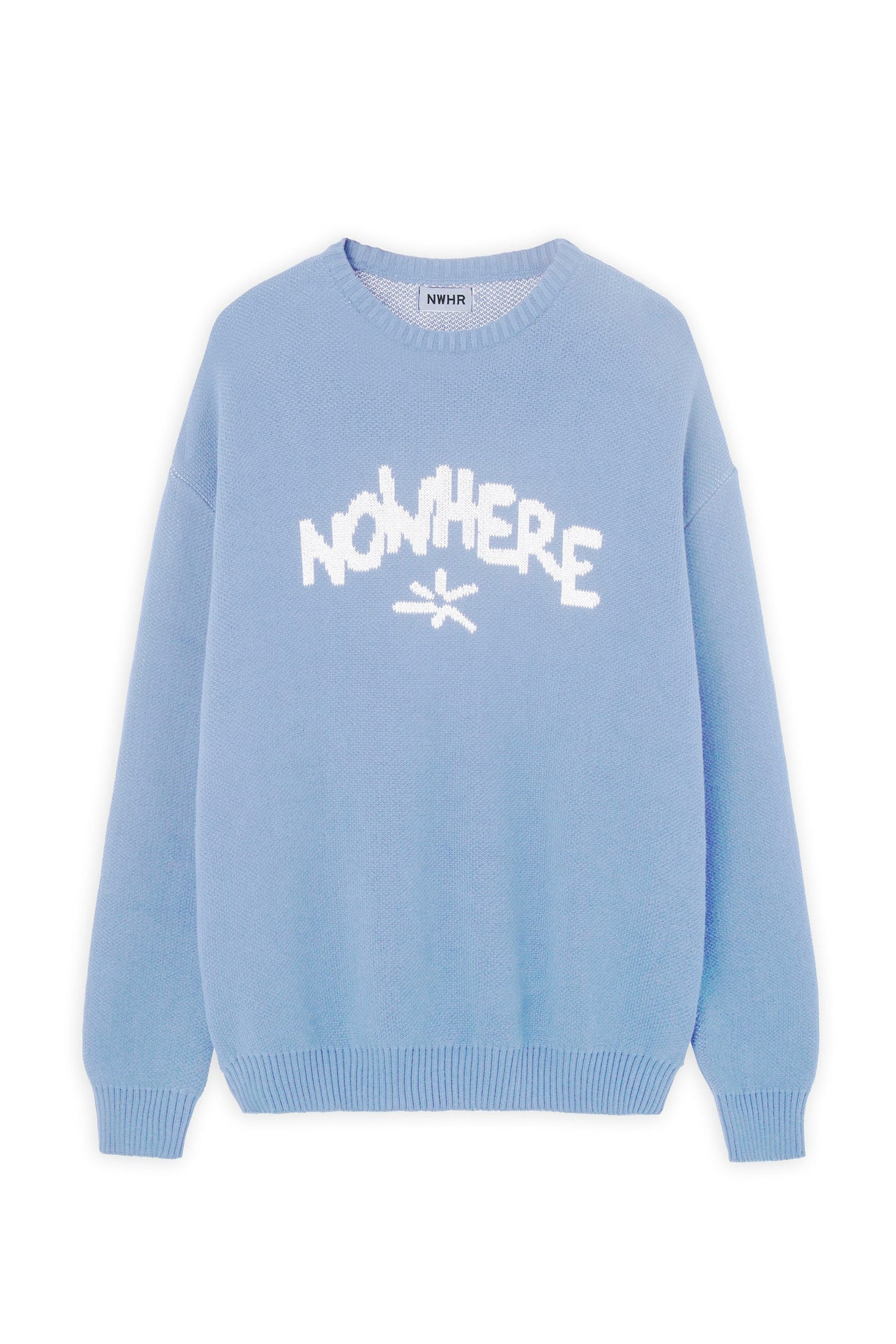 Light blue sweater with 'NOWHERE' text Pukas Surf Shop