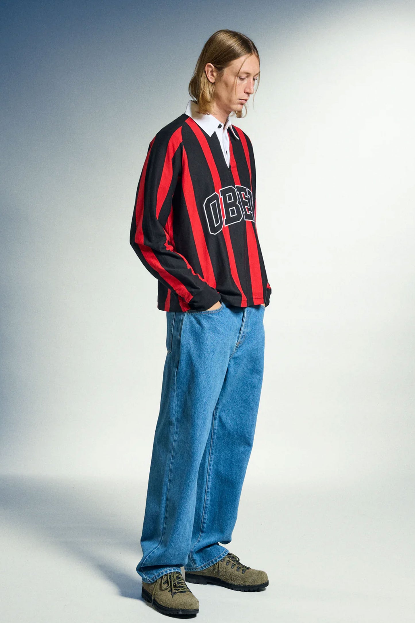 Black and red striped shirt with 'OBEY' logo Pukas Surf Shop
