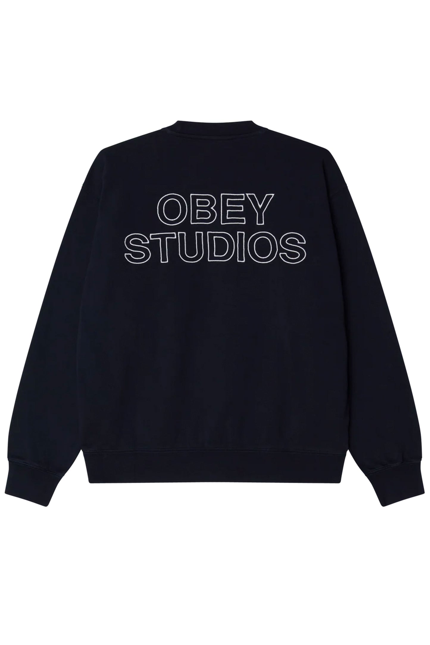 Pukas Surf Shop Man Sweat Obey Studios Faded Crewneck Dark Navy Faded Wash