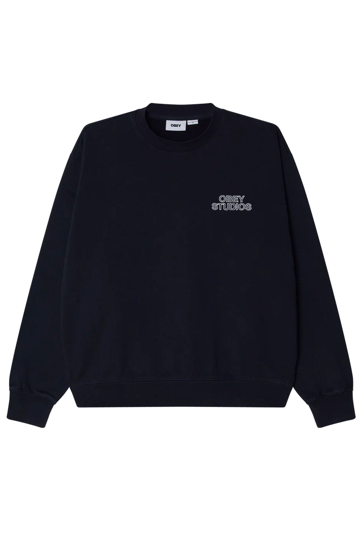 Pukas Surf Shop Man Sweat Obey Studios Faded Crewneck Dark Navy Faded Wash