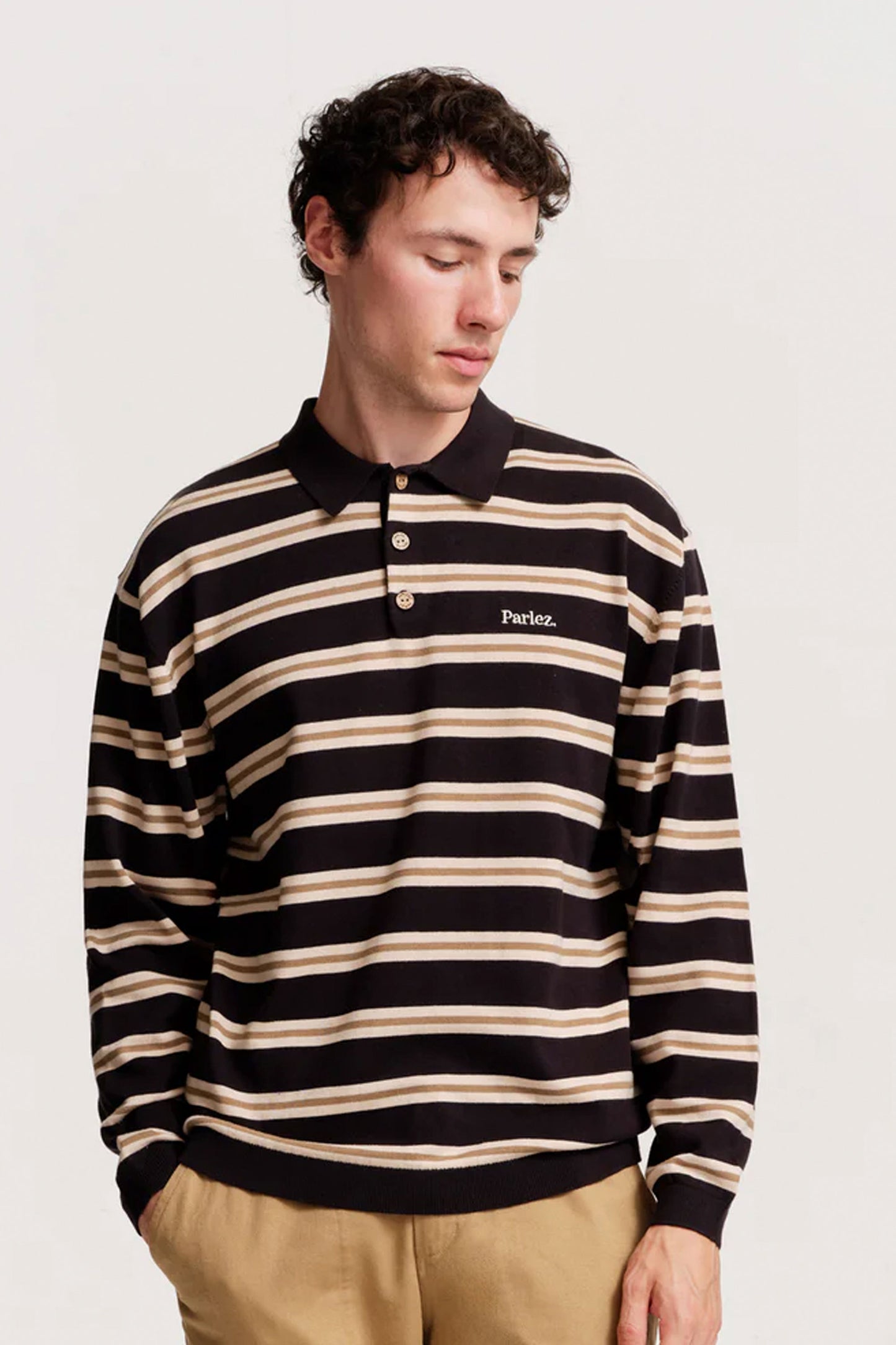 Pukas Surf Shop Man Sweat Parlez Aspen Ls Polo Knit BLack