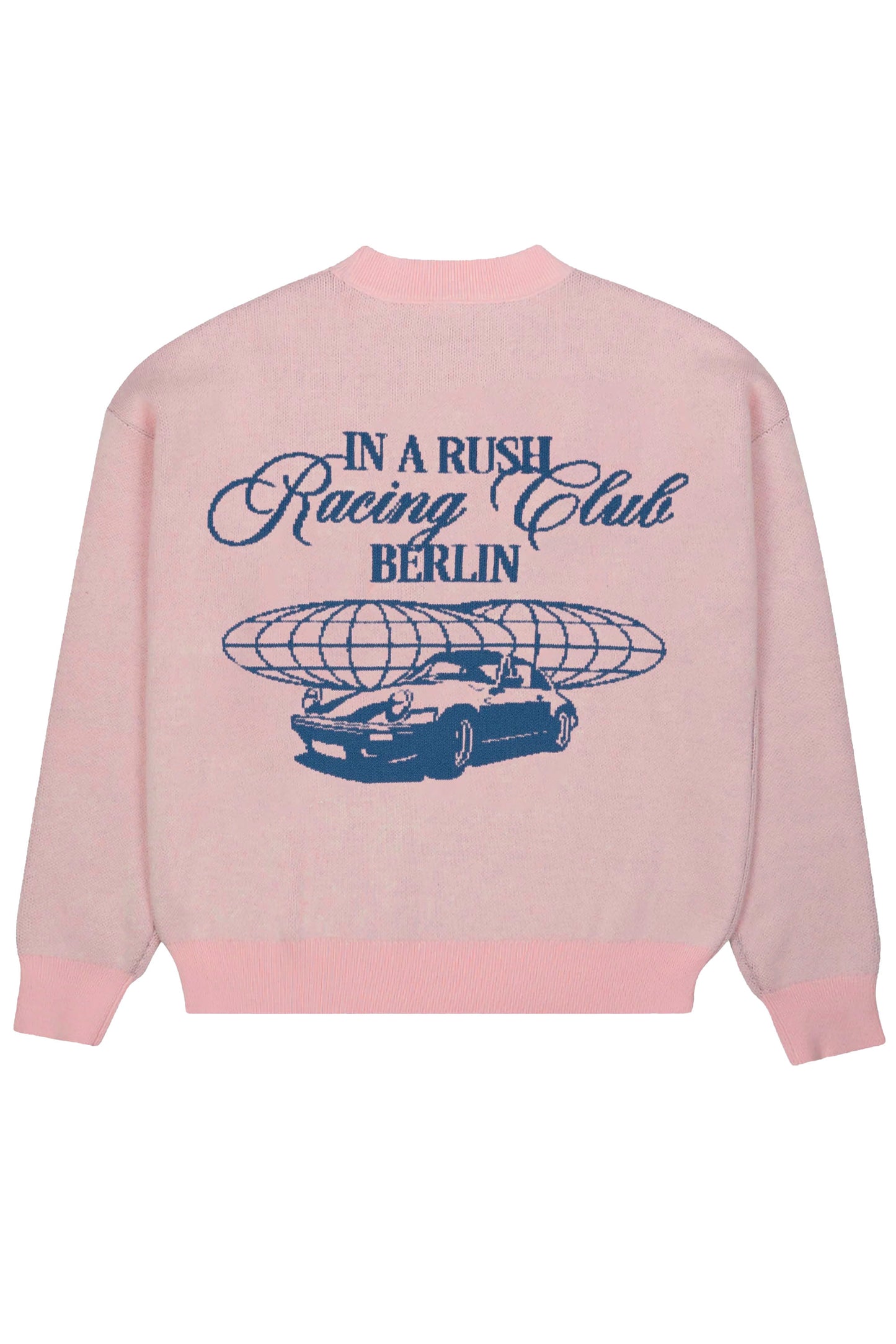 Pink PROHIBITED Vortex knit sweater on white background