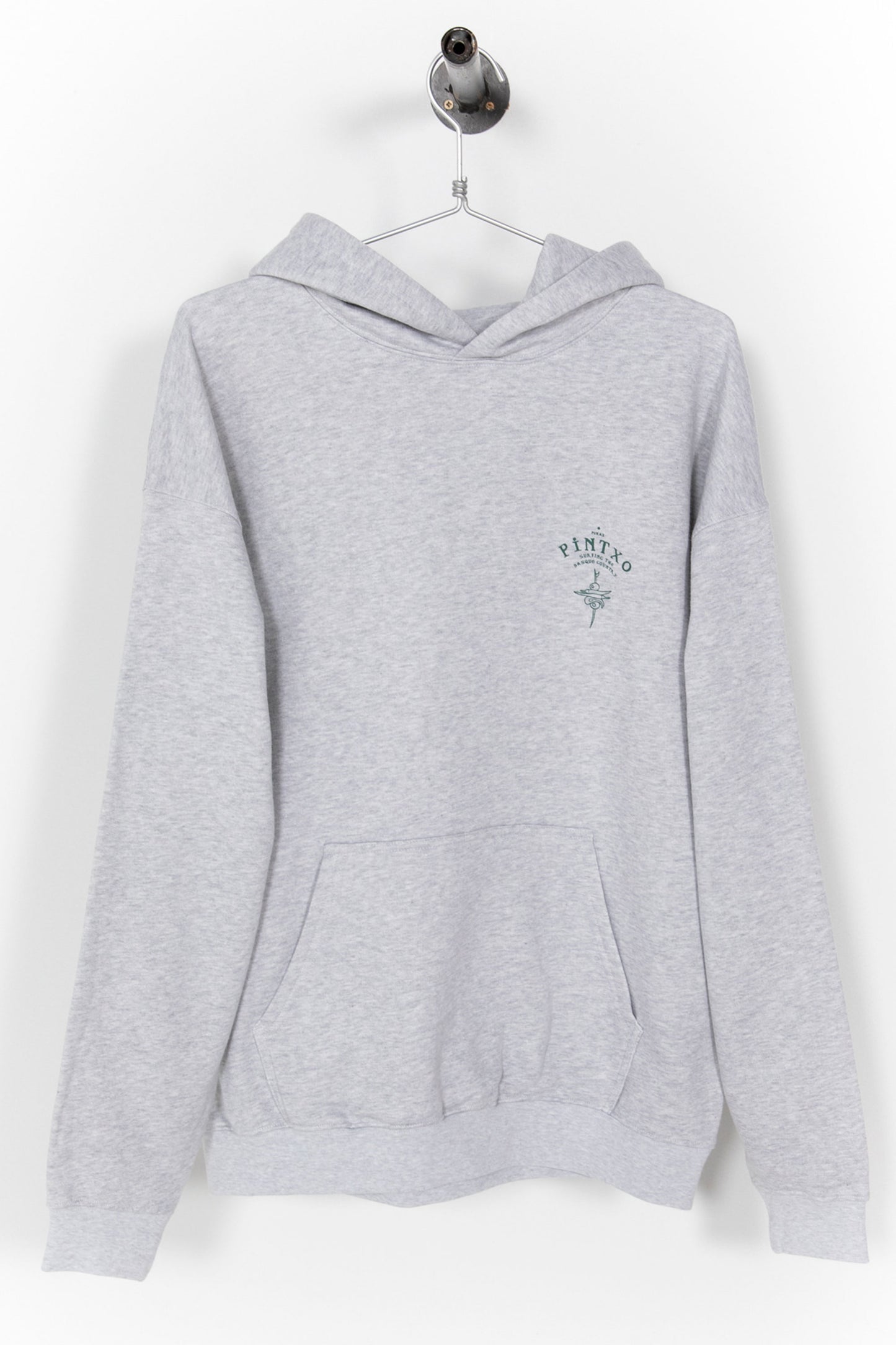 Pukas Surf Shop Gray hoodie with 'Pintxo' branding 