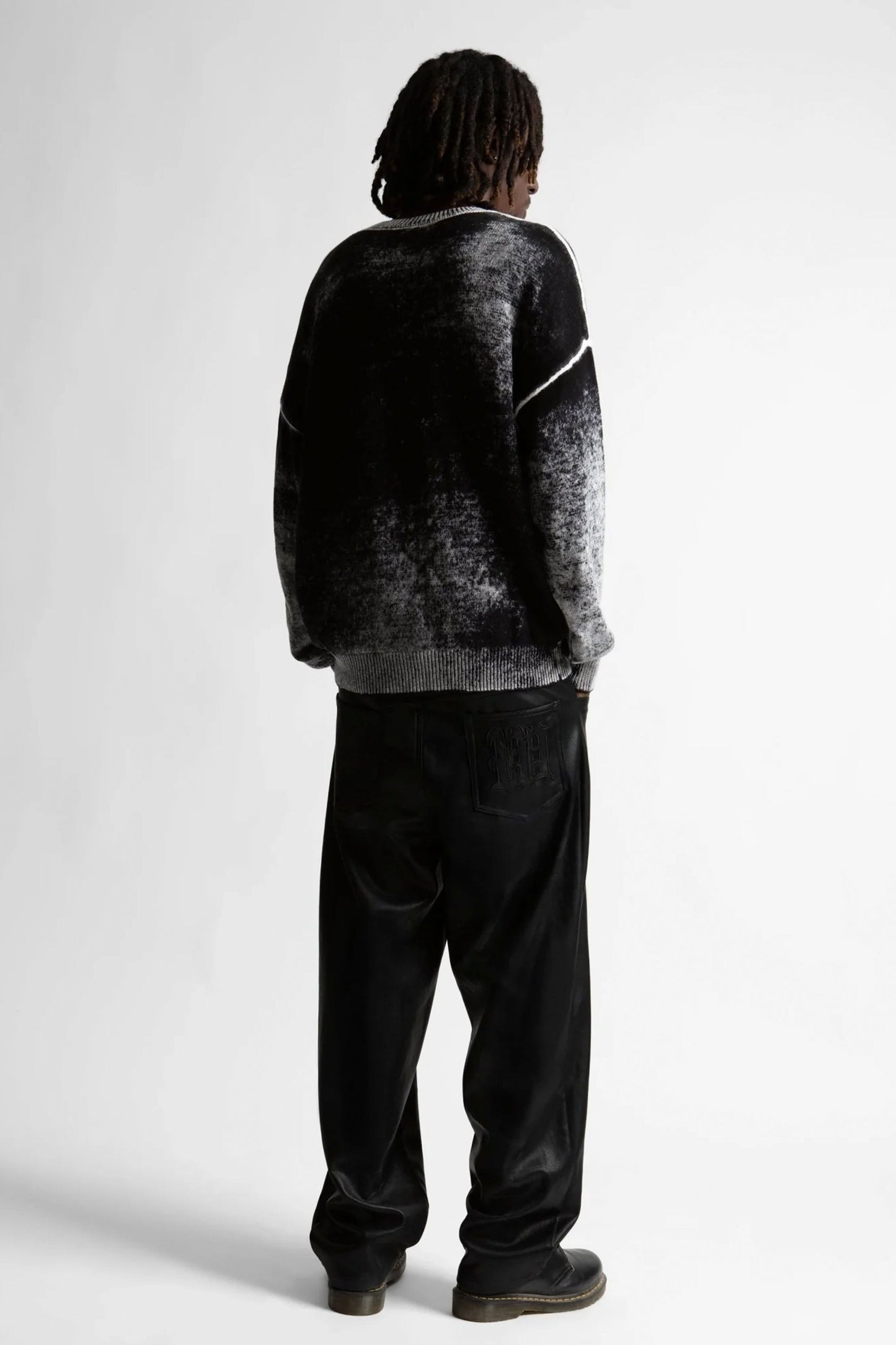 Wasted Paris black and gray marbled sweater with brand logo Pukas Surf Shop
