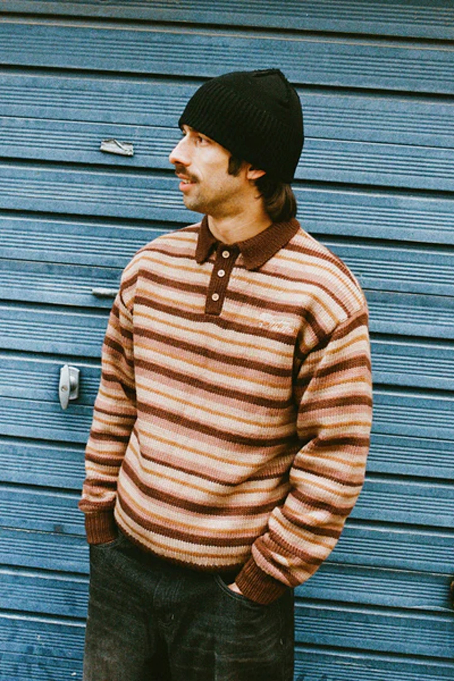 BUTTER Ombre Stripe Knit Sweater chocolate men's gradient sweater