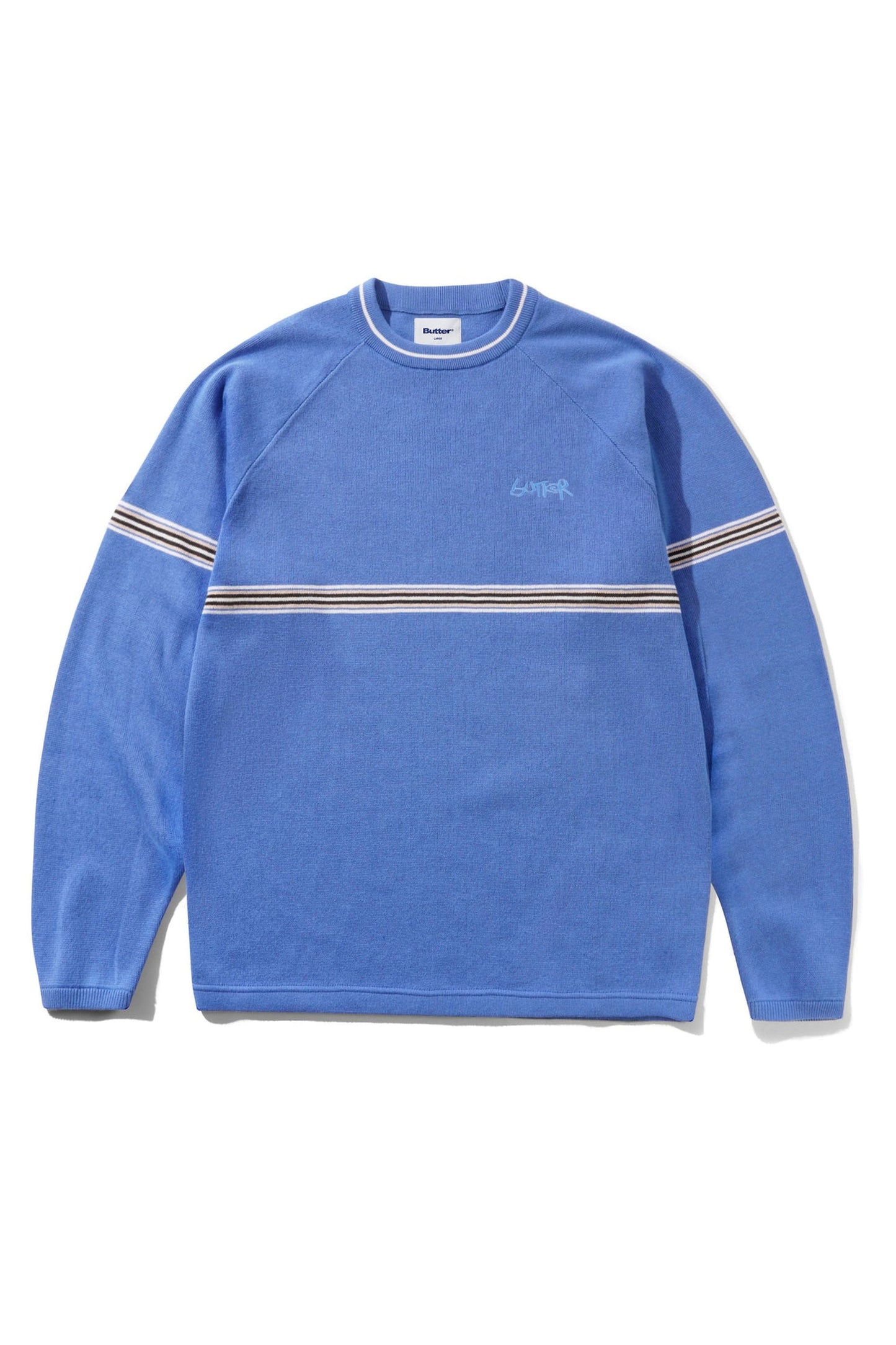 BUTTER Pier Knit Sweater pacific blue men's cotton sweater