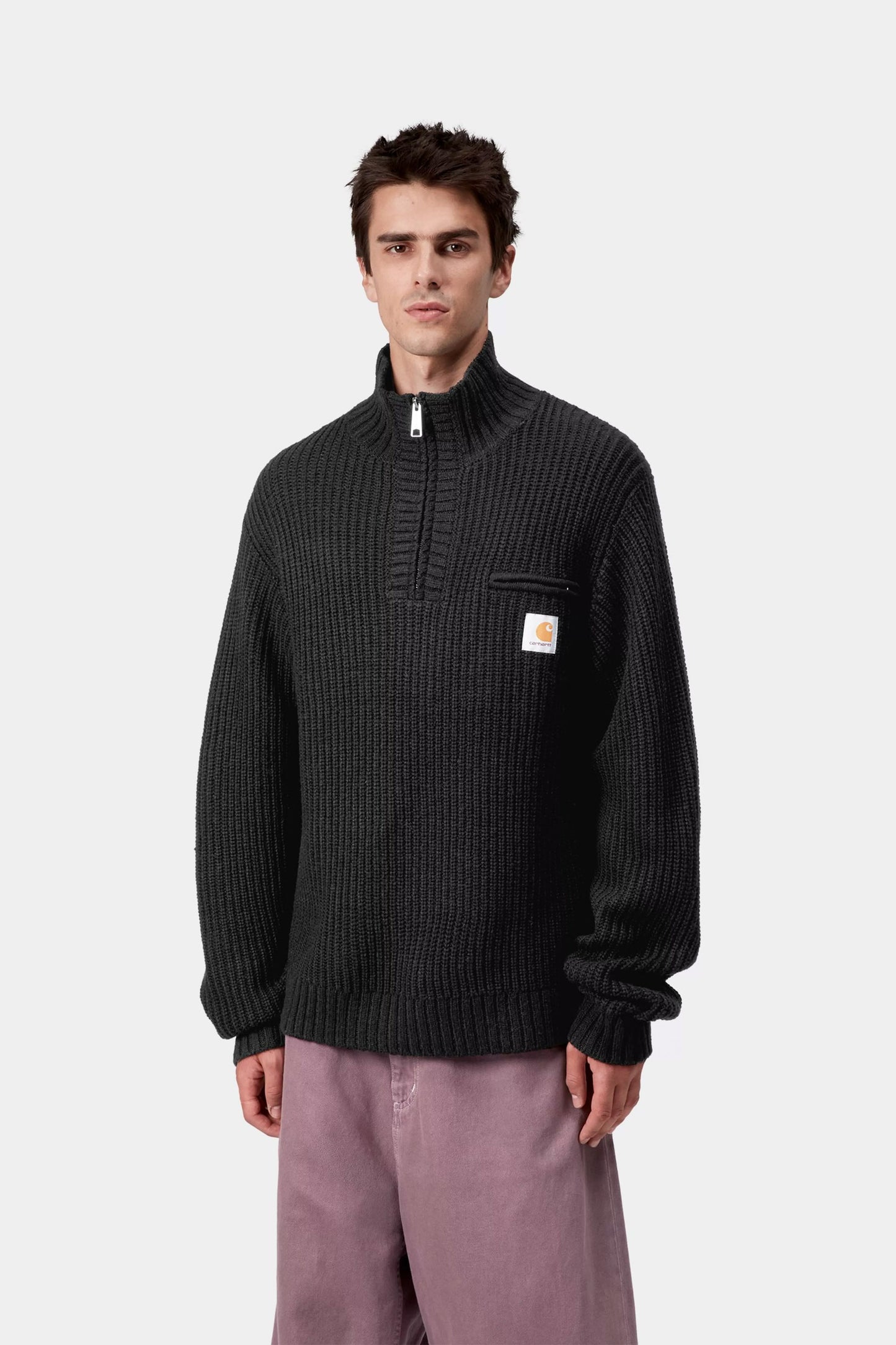 Pukas Surf Shop Carhartt WIP half-zip knit sweater in black