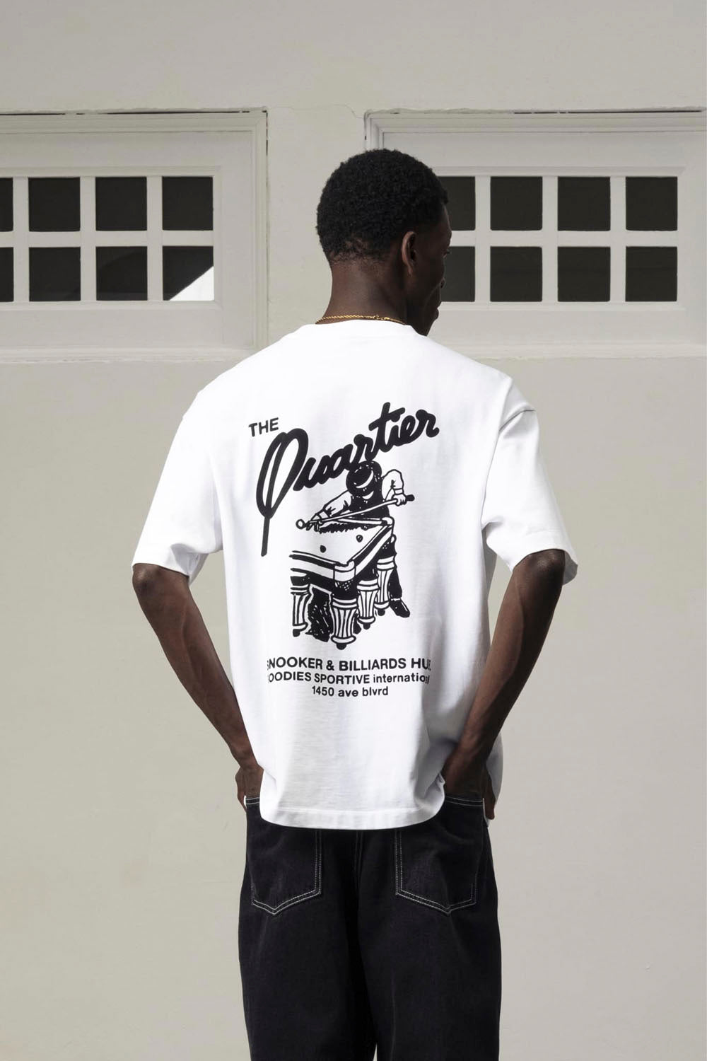 Goodies Sportive Snooker Tee in White - Men's Oversized Graphic T-Shirt at Pukas Surf Shop
